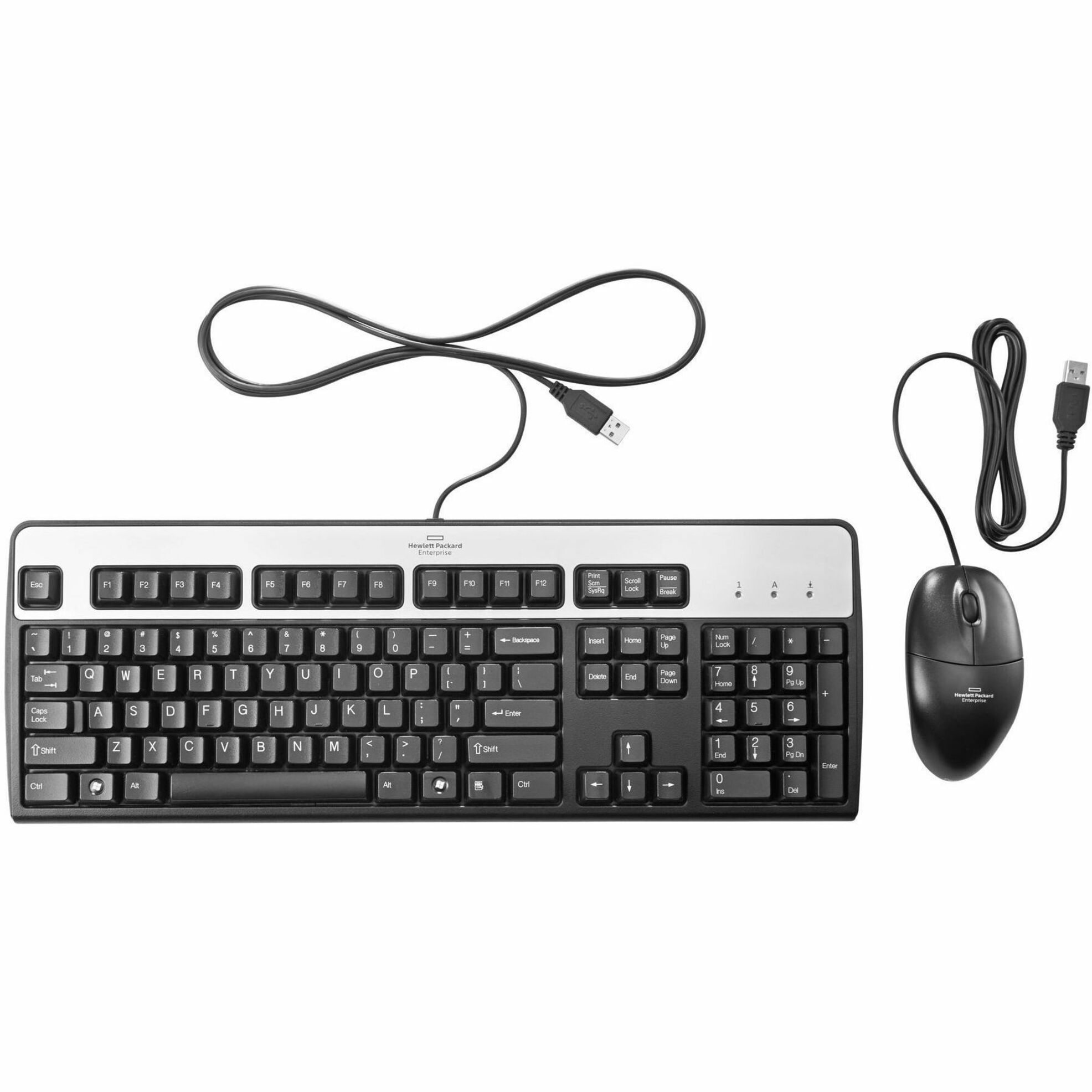 HPE USB BFR with PVC Free US Keyboard/Mouse Kit - USB Cable Keyboard - English (US) - Black - USB Cable Mouse - 400 dpi - Black - Compatible with Computer, Server for PC - 1