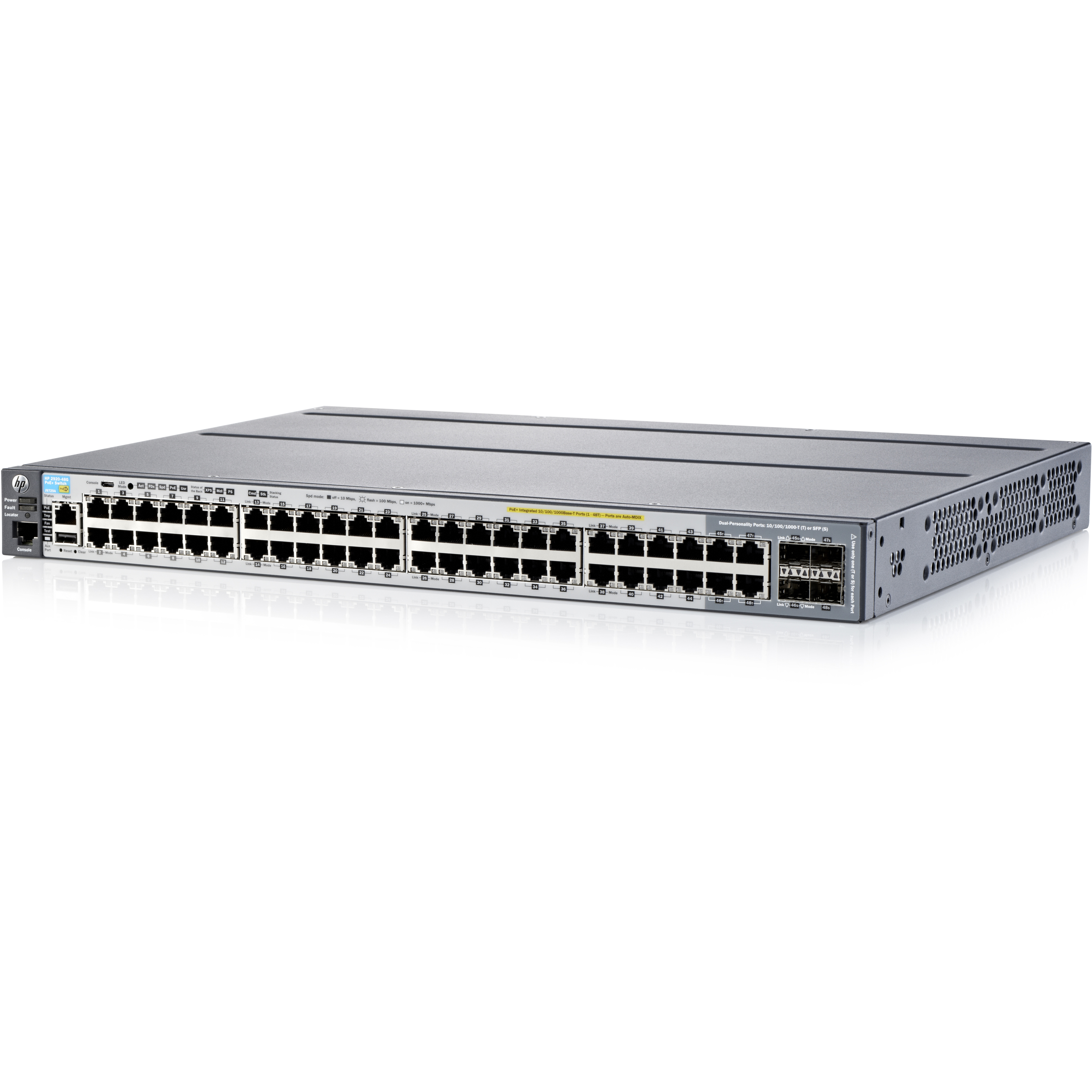 HPE 2920-48G-POE+ Switch - 48 Ports - Manageable - Gigabit Ethernet - 10/100/1000Base-T - 4 Layer Supported - 4 SFP Slots - T