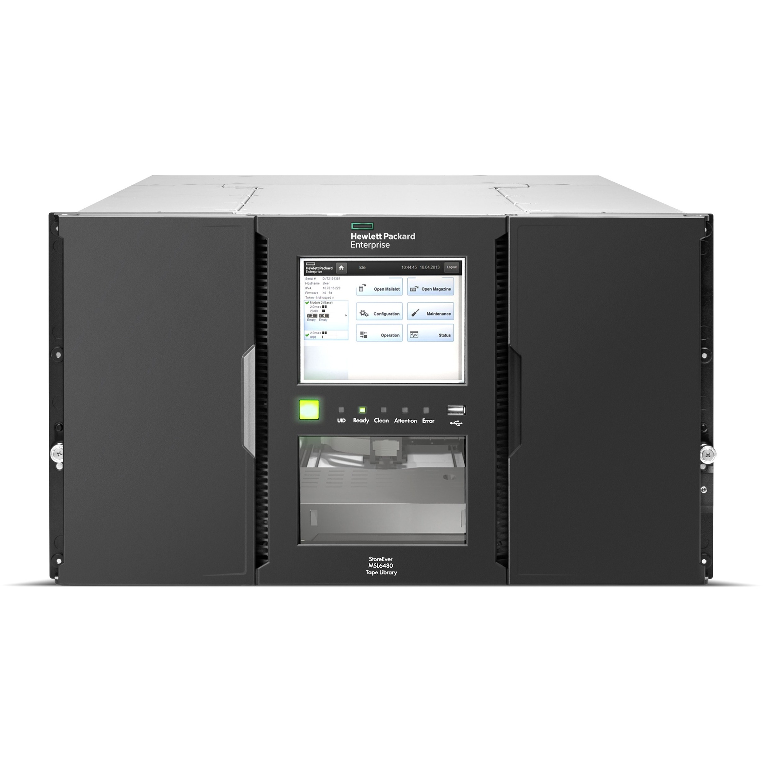 HPE StoreEver MSL6480 Scalable Base Module - 0 x Drive/80 x Slot - LTO-6 (Read/Write), LTO-5 (Read/Write), LTO-4 (Read/Write), LTO-3 (Read) - 240 TB (Native) / 500 TB (Compressed) - 407.78 MB/s (Native) / 1019.45 MB/s (Compressed) - Encryption - Barcode Reader - 6URack-mountable - 1 Year Warranty
