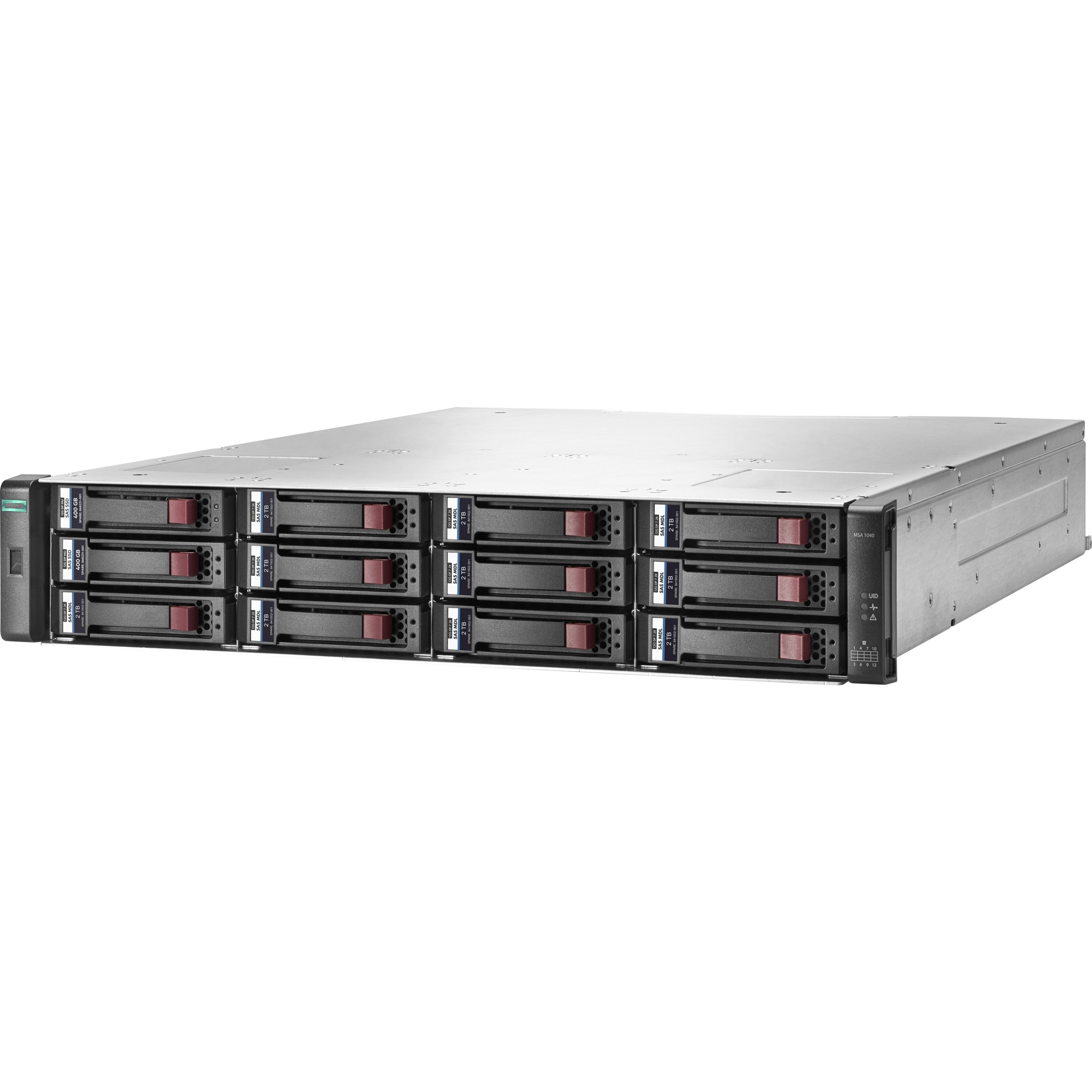 HPE MSA 1040 2-port Fibre Channel Dual Controller LFF Storage(E7V99A) - 12 x HDD Supported - 48 TB Supported HDD Capacity - 6Gb/s SAS Controller - 12 x Total Bays - 12 x 3.5" Bay - 2U - Rack-mountable