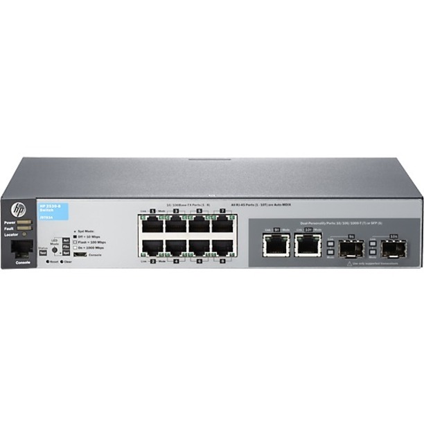 HPE 2530-8 Ethernet Switch - 8 Ports - Manageable - Refurbished - 2 Layer Supported - Twisted Pair - Rack-mountable, Wall Mou