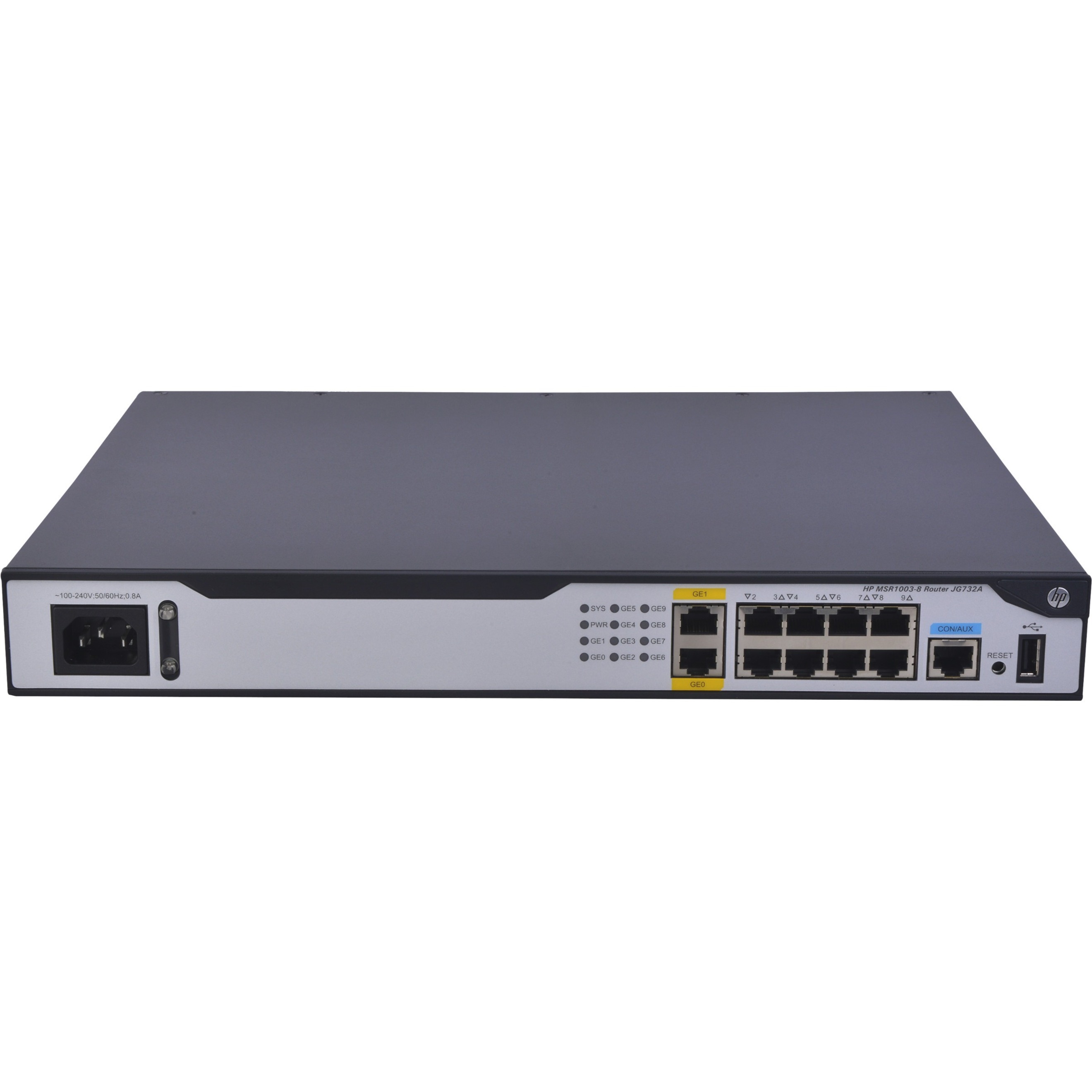 HPE MSR1003-8 AC Router Chassis - 10 Ports - 8 RJ-45 Port(s) - Management Port - 3 - 512 MB - Gigabit Ethernet - 19U - Rack-mountable, Desktop