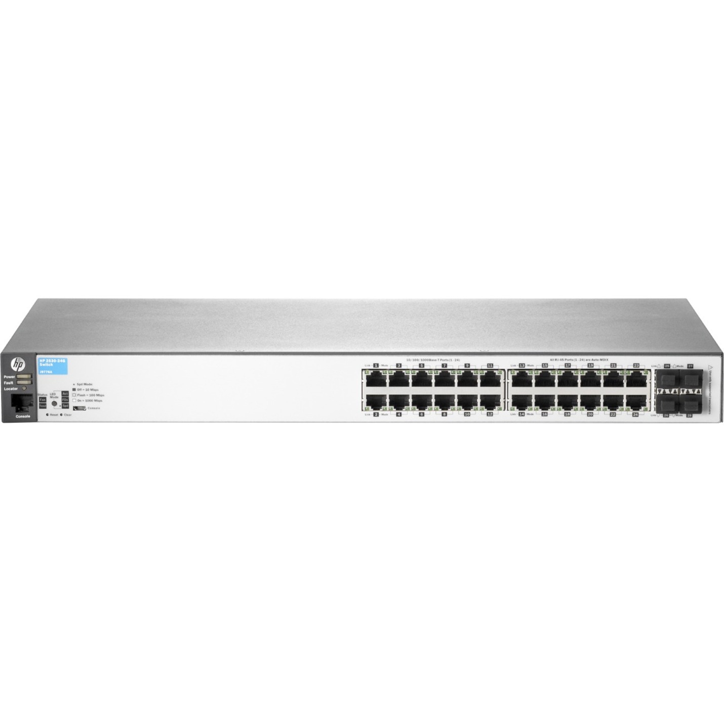 HPE 2530-24G-PoE+ Switch - 24 Ports - Manageable - Gigabit Ethernet - 10/100/1000Base-T, 1000Base-X - Refurbished - 2 Layer Supported - 4 SFP Slots - Twisted Pair, Optical Fiber - 1U - Rack-mountable, Wall Mountable, Desktop