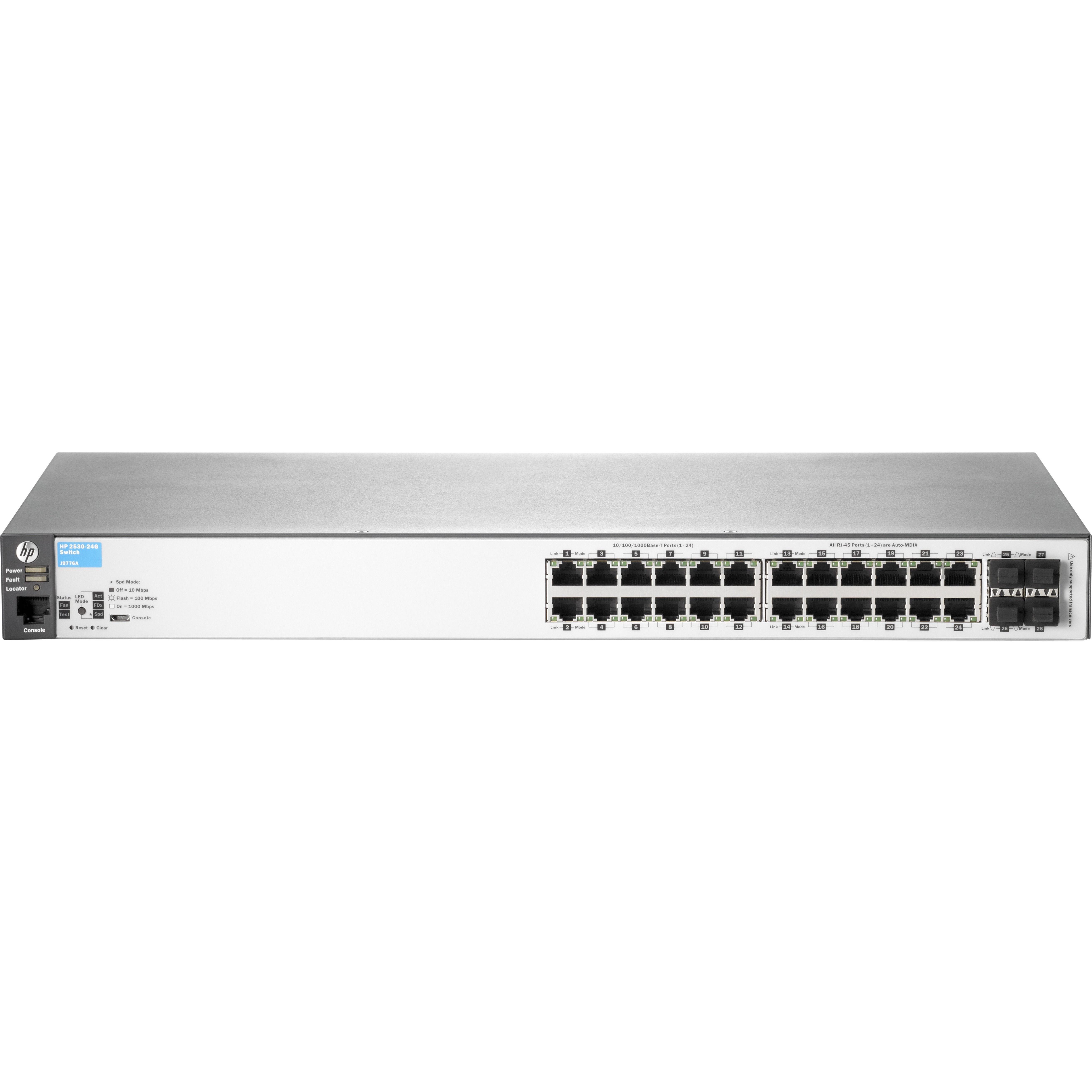 HPE 2530-24G Switch - 24 Ports - Manageable - Gigabit Ethernet - 10/100/1000Base-T, 1000Base-X - Refurbished - 2 Layer Supported - 4 SFP Slots - Twisted Pair, Optical Fiber - 1U - Rack-mountable, Wall Mountable, Desktop