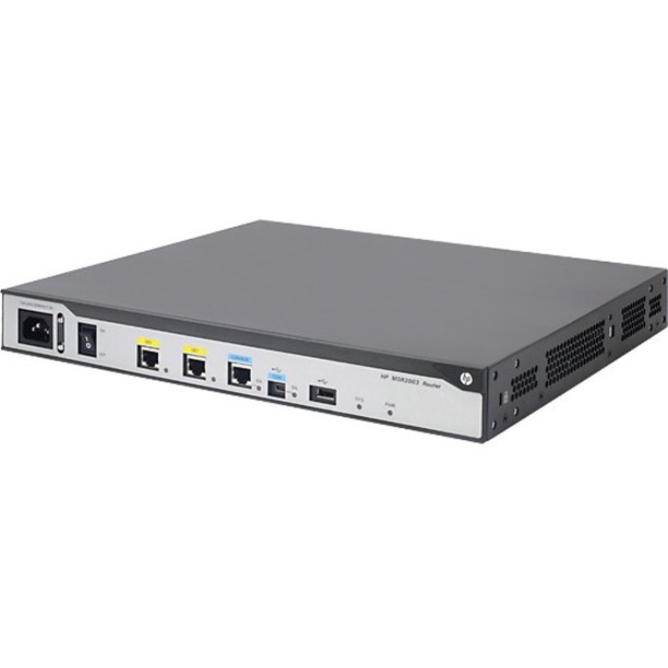 HPE MSR2004-24 AC Router - 27 Ports - 27 RJ-45 Port(s) - 5 - 1 GB - Gigabit Ethernet - left view