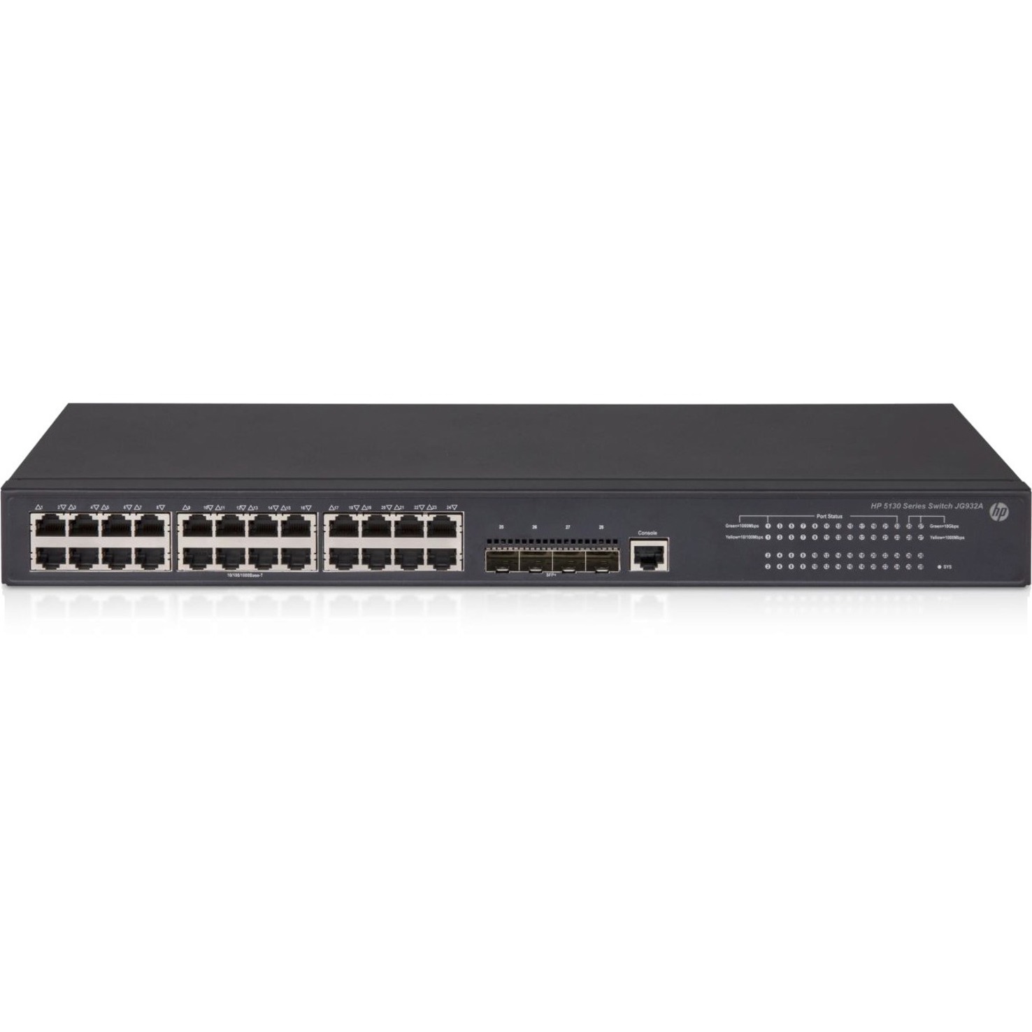 HPE 5130-24G-4SFP+ EI Switch - 24 Ports - Manageable - 10/100/1000Base-T, 10GBase-X - 3 Layer Supported - 1U - Rack-mountable - Lifetime Limited Warranty