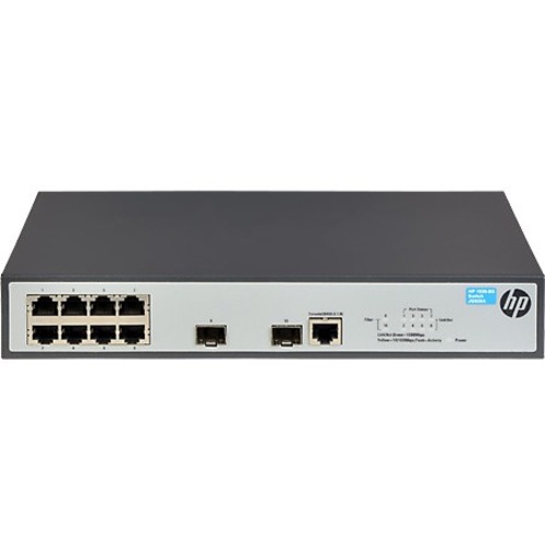 HPE 1920-8G Switch - 8 Ports - Manageable - Gigabit Ethernet - 10/100/1000Base-T, 1000Base-X - 3 Layer Supported - 2 SFP Slots - 9 W Power Consumption - Twisted Pair, Optical Fiber - 1U - Rack-mountable - Lifetime Limited Warranty