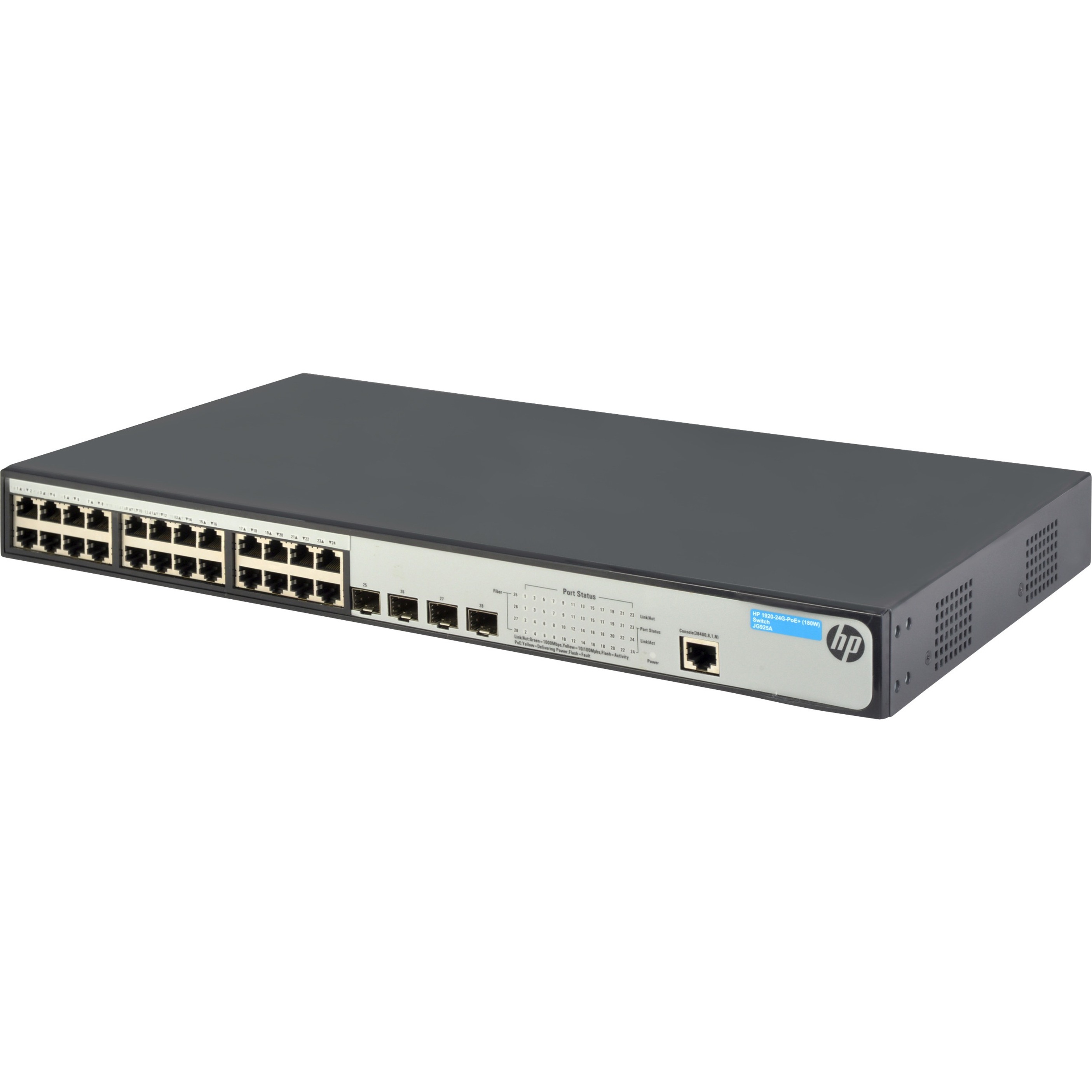 HPE 1920-24G-PoE+ (180W) Switch - 24 Ports - Manageable - Gigabit Ethernet - 10/100/1000Base-T, 1000Base-X - 3 Layer Supporte