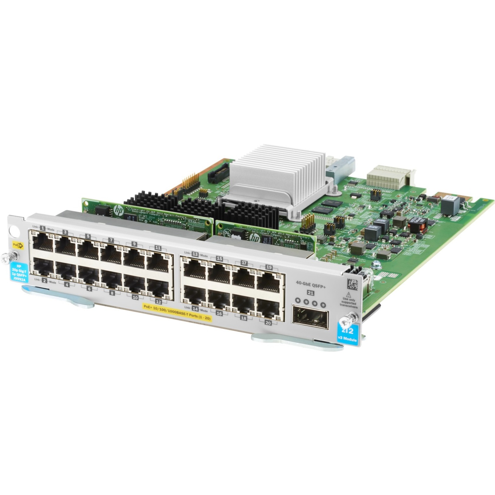 HPE 20-port 10/100/1000BASE-T PoE+ MACsec / 1-port 40GbE QSFP+ v3 zl2 Module - For Data Networking, Optical Network - 20 x RJ-45 1000Base-T LAN - Twisted Pair, Optical FiberGigabit Ethernet, 40 Gigabit Ethernet - 1000Base-T, 40GBase-X - 40 Gbit/s - 1 x Expansion Slots - QSFP+ - 1