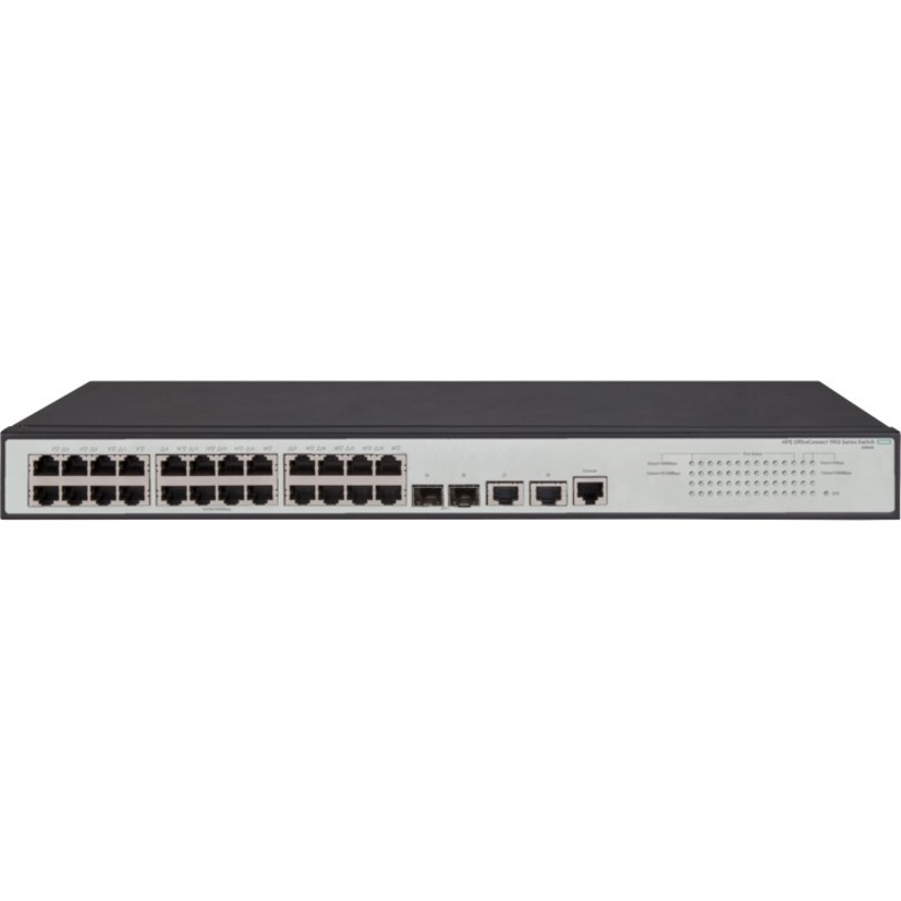 HPE 1950-24G-2SFP+-2XGT Switch - 26 Ports - Manageable - Gigabit Ethernet, 10 Gigabit Ethernet - 10/100Base-TX, 10/100/1000Base-T, 10GBase-T, 10GBase-X - 3 Layer Supported - Twisted Pair, Optical Fiber - 1U - Rack-mountable - Lifetime Limited Warranty