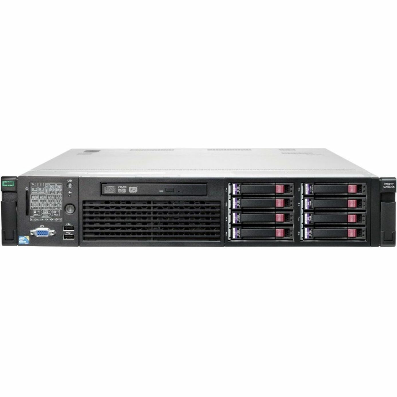 HPE Integrity rx2800 2U Rack Server - 1 Itanium 9550 2.40 GHz - 16 GB RAM - 6Gb/s SAS Controller - Refurbished - Intel Chip - 2 Processor Support - 384 GB RAM Support - DDR3 SDRAM - 0, 1, 5, 6, 10, 50, 60 RAID Levels - Gigabit Ethernet - 9 x Total Bay(s) - 8 x SFF Bay(s) - Hot Swappable Bays - 1200 W