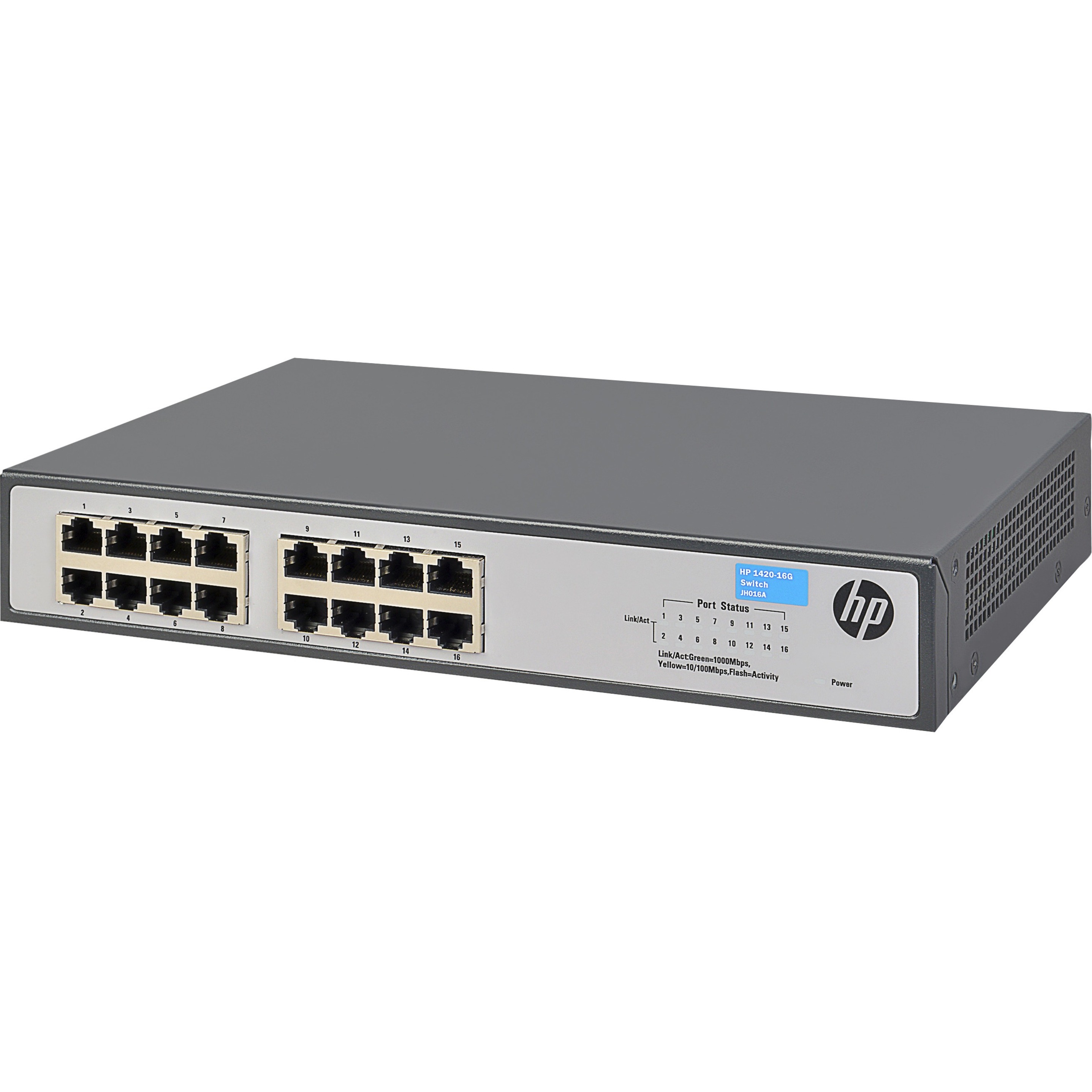 HPE 1420-16G Switch - 16 Ports - Gigabit Ethernet - 10/100Base-TX, 10/100/1000Base-T - 2 Layer Supported - Twisted Pair - 1U - Rack-mountable, Desktop, Wall Mountable, Under Table - Lifetime Limited Warranty