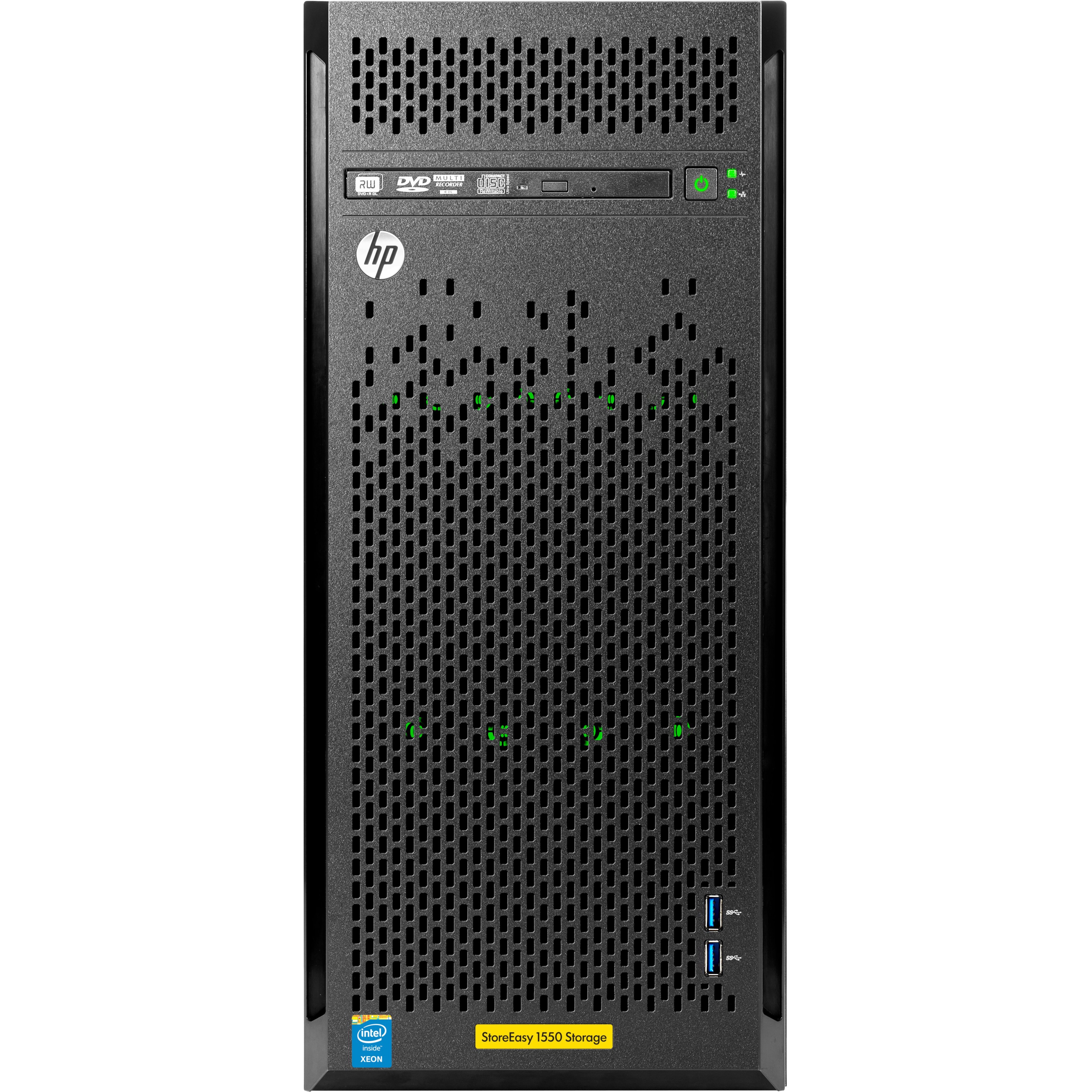 HPE StoreEasy 1550 16TB SATA Storage - 1 x Intel Xeon E5-2603 v3 Hexa-core (6 Core) 1.60 GHz - 4 x HDD Installed - 16 TB Installed HDD Capacity - 8 GB RAM - Serial ATA/600, Serial Attached SCSI (SAS) Controller - 4 x Total Bays - 4 x 3.5" Bay - Gigabit Ethernet - Network (RJ-45) - Windows Storage Server 2012 R2 Standard - iSCSI, DHCP, DNS, SMB 3.0 - 4.5U - Tower