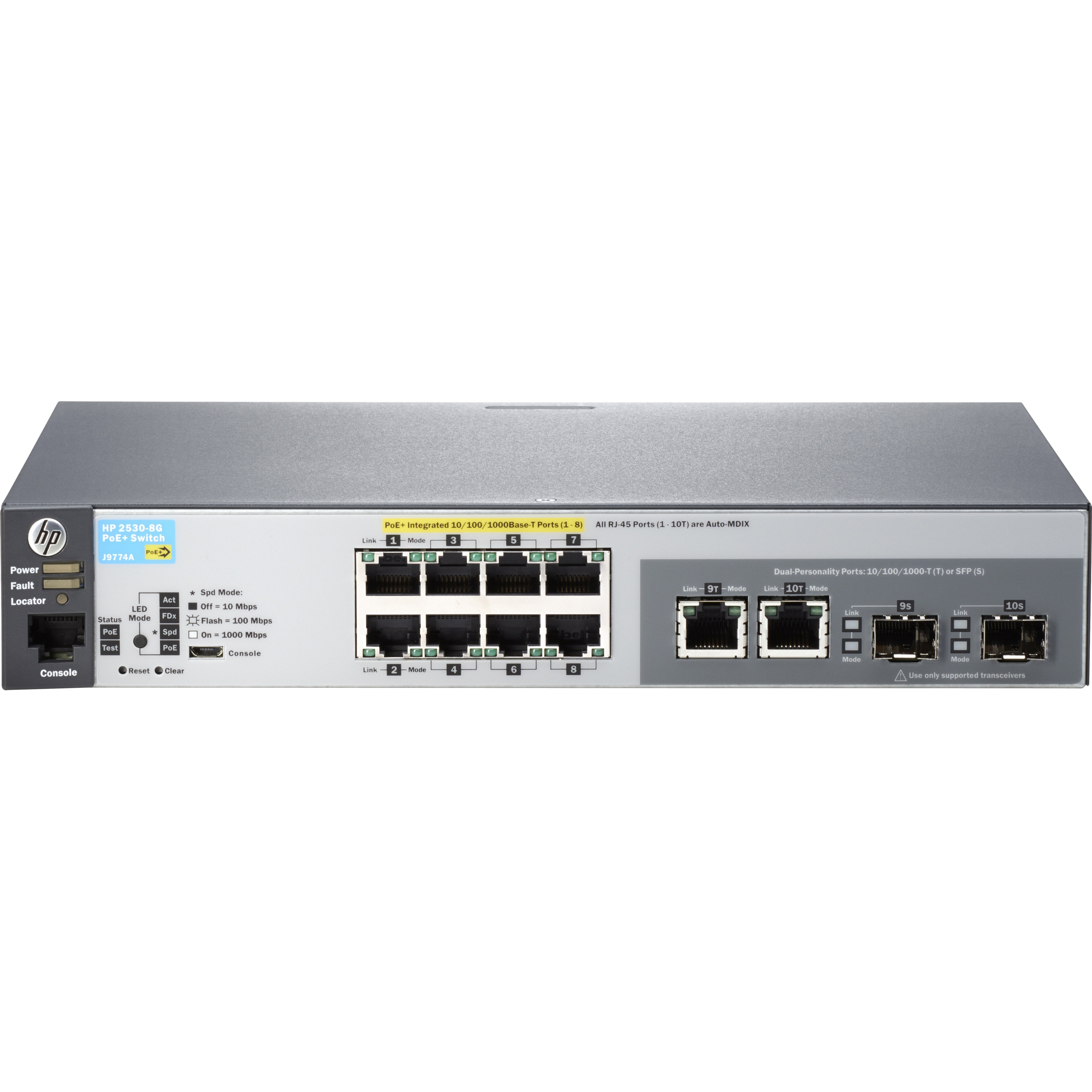 HPE 2530-8G Ethernet Switch - 8 Ports - Manageable - Gigabit Ethernet - 10/100/1000Base-T, 1000Base-X - Refurbished - 2 Layer Supported - 2 SFP Slots - Twisted Pair, Optical Fiber - 1U - Rack-mountable, Wall Mountable, Desktop - Lifetime Limited Warranty