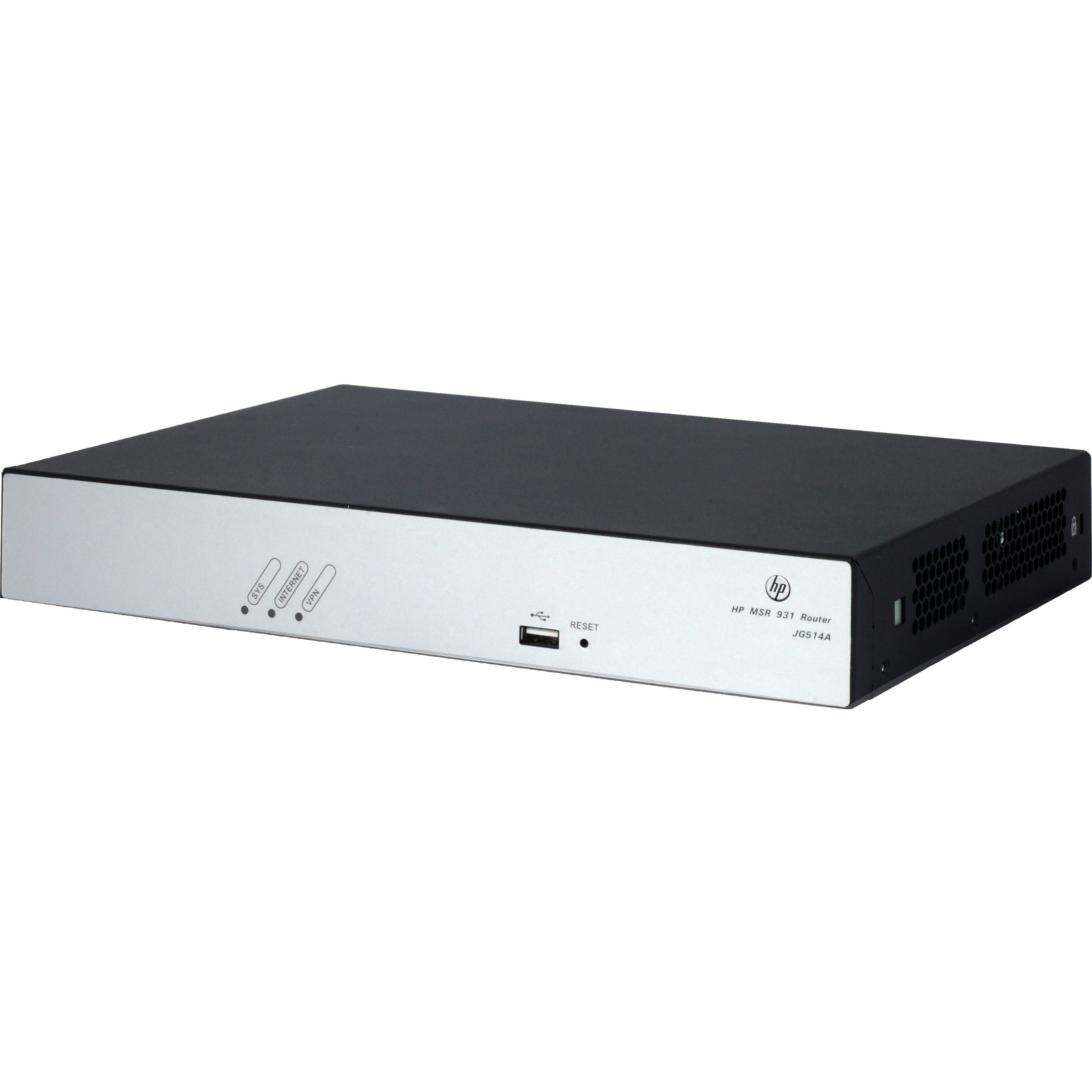 HPE MSR931 Router - 5 Ports - Management Port - Gigabit Ethernet - Desktop - 1 Year - left view