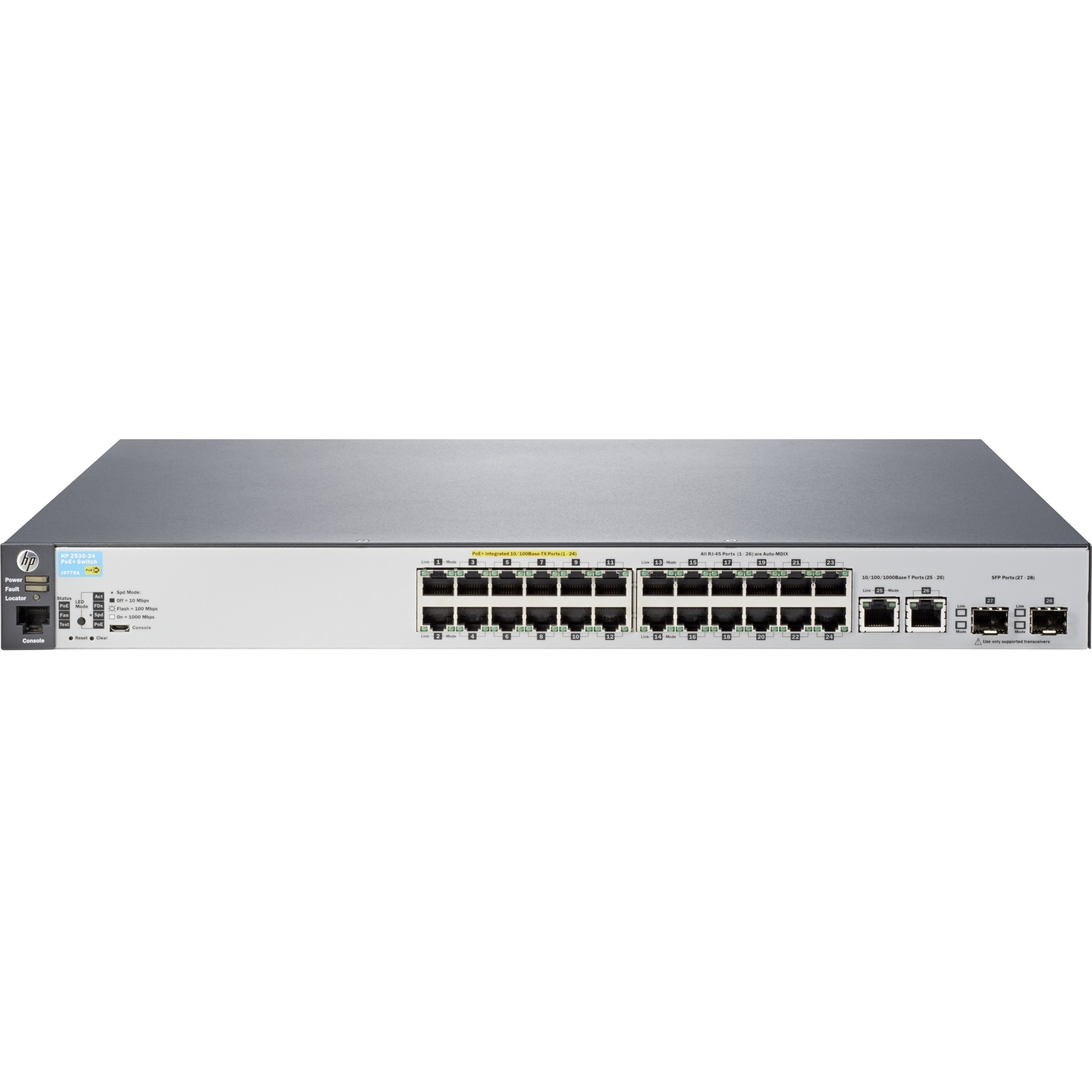 HPE 2530-24-PoE+ Ethernet Switch - 24 Ports - Manageable - Refurbished - 2 Layer Supported - 2 SFP Slots - 237 W Power Consum