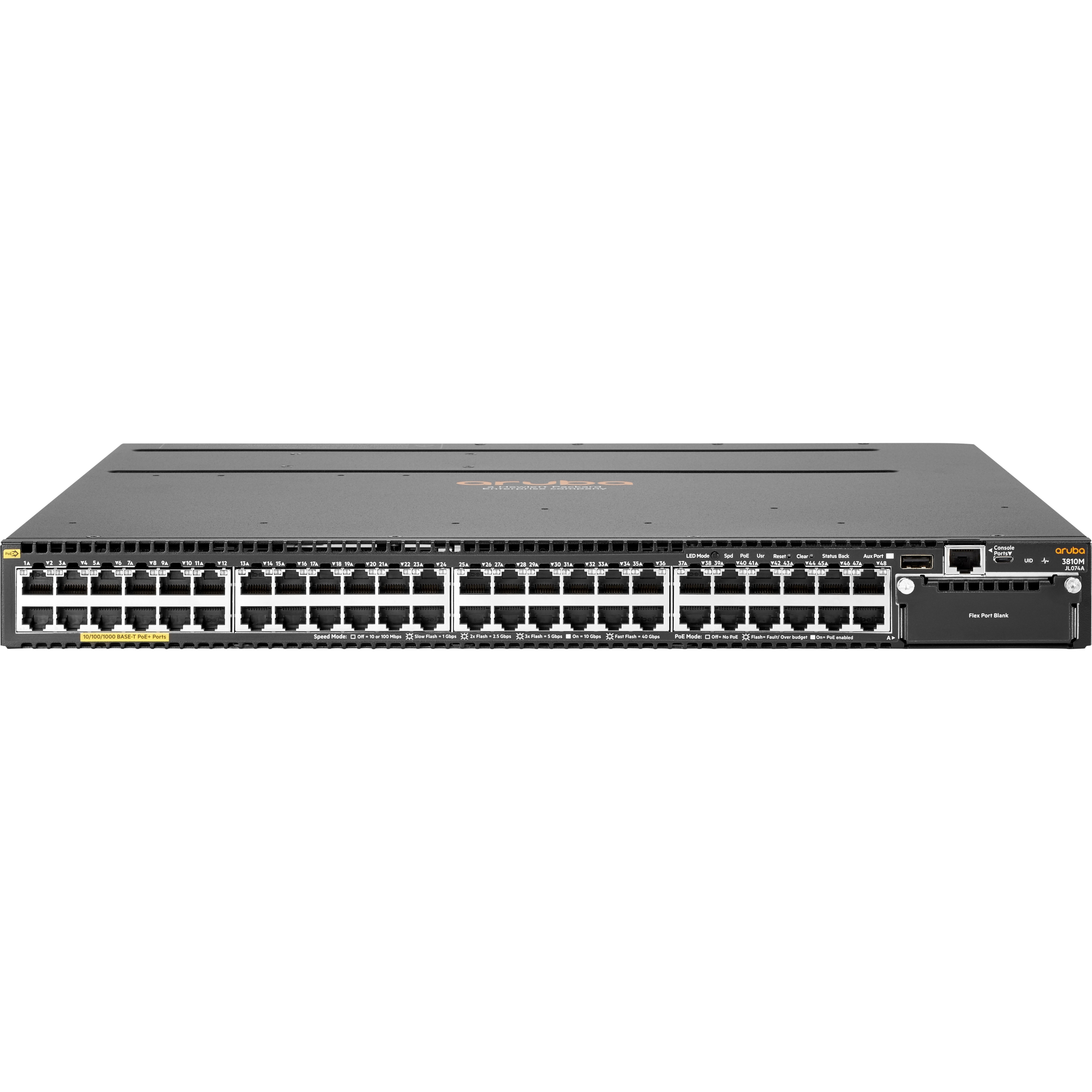 HPE Aruba 3810M 48G PoE+ 1-slot Switch - 48 Ports - Manageable - Gigabit Ethernet - 10/100/1000Base-T - 3 Layer Supported - Modular - Twisted Pair - 1U - Rack-mountable