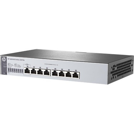 HPE 1820-8G Switch - 8 Ports - Manageable - Gigabit Ethernet - 10/100/1000Base-T - Refurbished - 2 Layer Supported - Twisted Pair - 1U - Rack-mountable, Desktop, Under Table, Wall Mountable