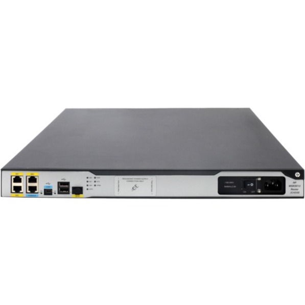 HPE MSR3012 AC Router - 3 Ports - Management Port - 5 - Gigabit Ethernet - 1U - Desktop, Rack-mountable - 1 Year - front view