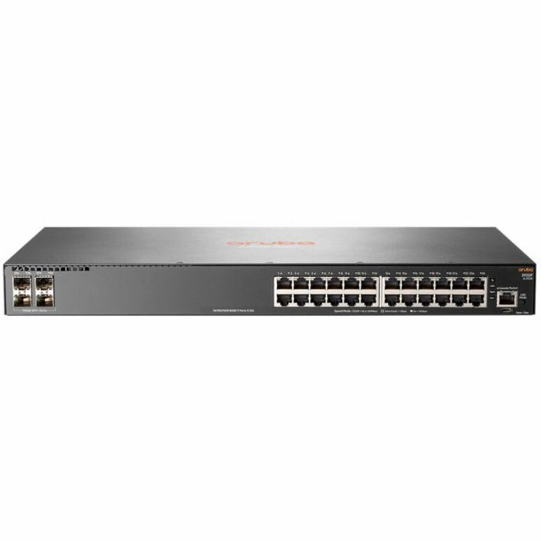 HPE 2930F 24G 4SFP Switch - 24 Ports - Manageable - Gigabit Ethernet - 1000Base-X, 10/100/1000Base-TX - 3 Layer Supported - Modular - 4 SFP Slots - Twisted Pair, Optical Fiber - 1U - Rack-mountable, Desktop - Lifetime Limited Warranty