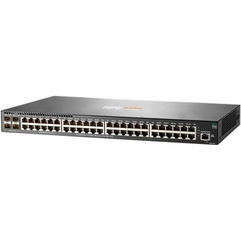 HPE Aruba 2930F 48G 4SFP Switch - 48 Ports - Manageable - Gigabit Ethernet - 1000Base-X, 10/100/1000Base-TX - 3 Layer Supported - Modular - 4 SFP Slots - Twisted Pair, Optical Fiber - 1U - Rack-mountable, Desktop - Lifetime Limited Warranty