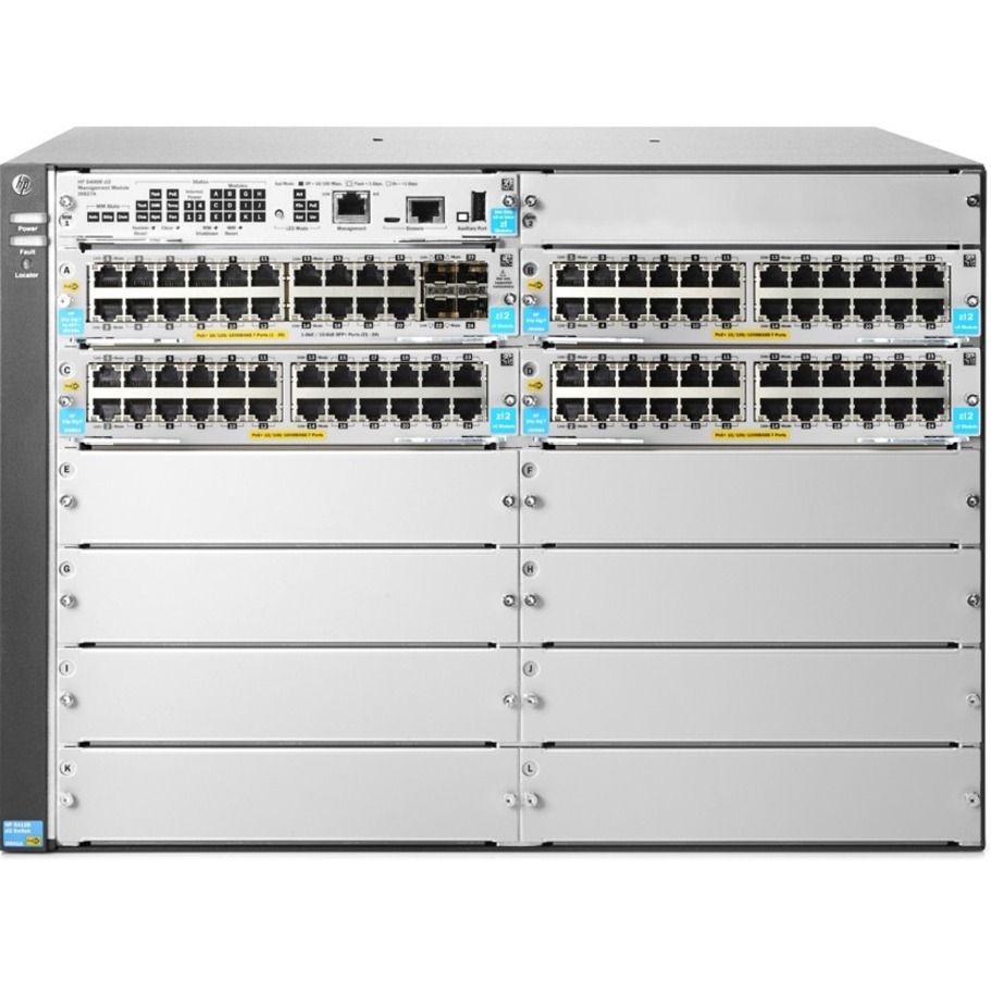 HPE 5412R 92GT PoE+/4SFP+ (No PSU) v3 zl2 Switch - 92 Ports - Manageable - Gigabit Ethernet, 10 Gigabit Ethernet - 10/100Base