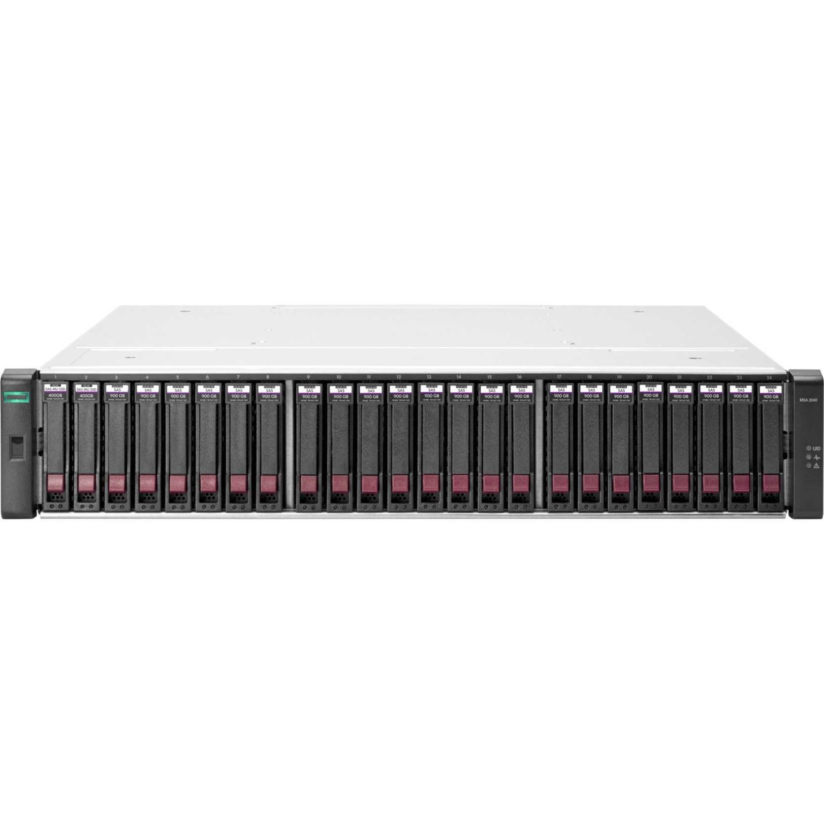HPE MSA 2042 SAN Dual Controller SFF Storage - 24 x HDD Supported - 76.80 TB Supported HDD Capacity - 2 x SSD Installed - 800 GB Total Installed SSD Capacity - 2 x Controller - 24 x Total Bays - 24 x 2.5" Bay - 10 Gigabit Ethernet - 2U - Rack-mountable