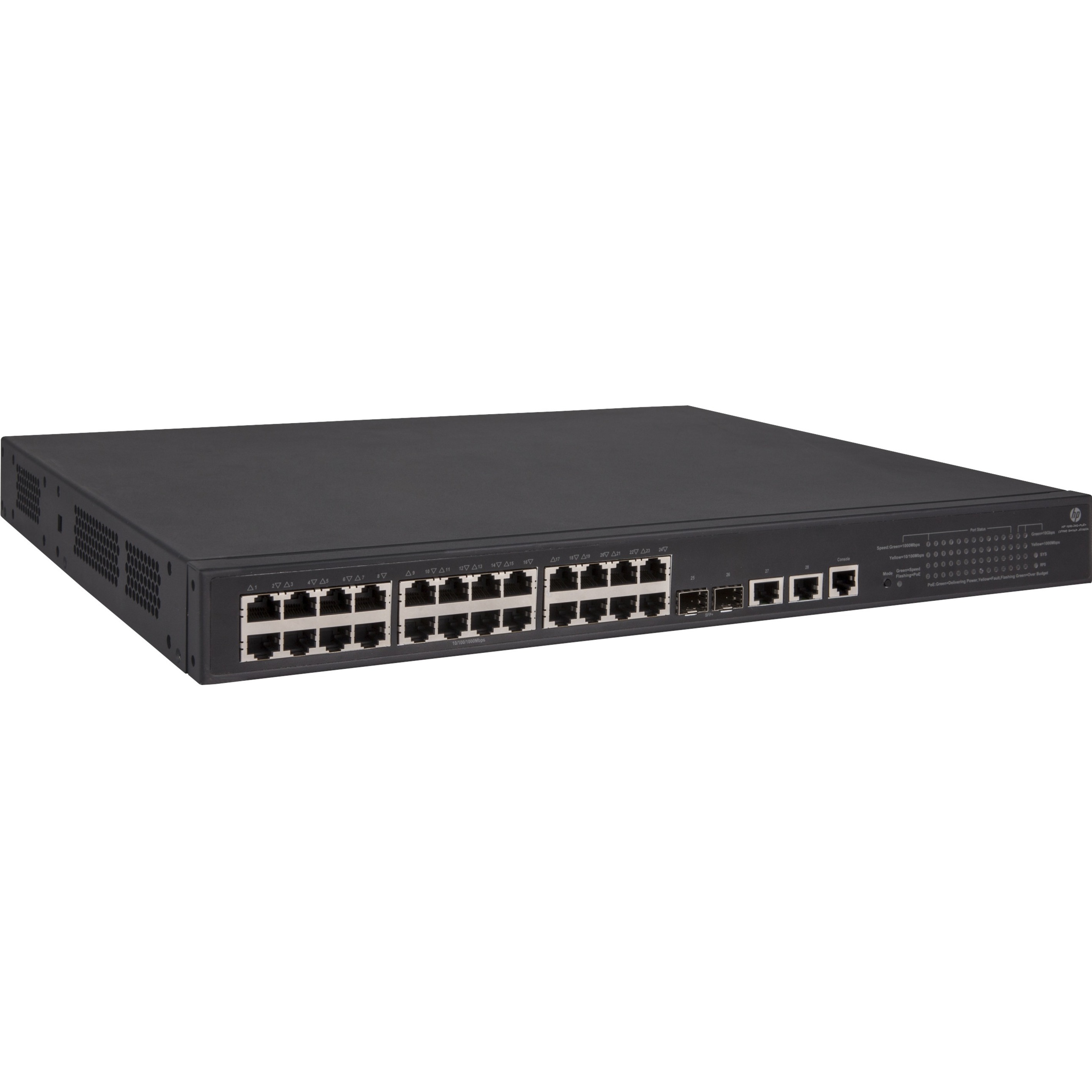 HPE 1950-24G-2SFP+-2XGT-PoE+(370W) Switch - 26 Ports - Manageable - Gigabit Ethernet, 10 Gigabit Ethernet - 10/100Base-TX, 10/100/1000Base-T, 10GBase-T, 10GBase-X - Refurbished - 3 Layer Supported - Twisted Pair, Optical Fiber - 1U - Rack-mountable