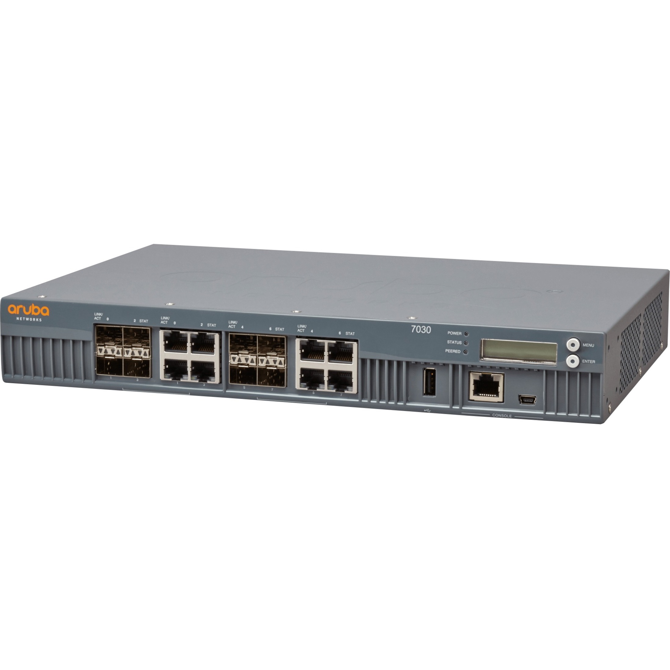 HPE 7030 Wireless LAN Controller - 8 x Network (RJ-45) - Gigabit Ethernet - Rack-mountable - left view