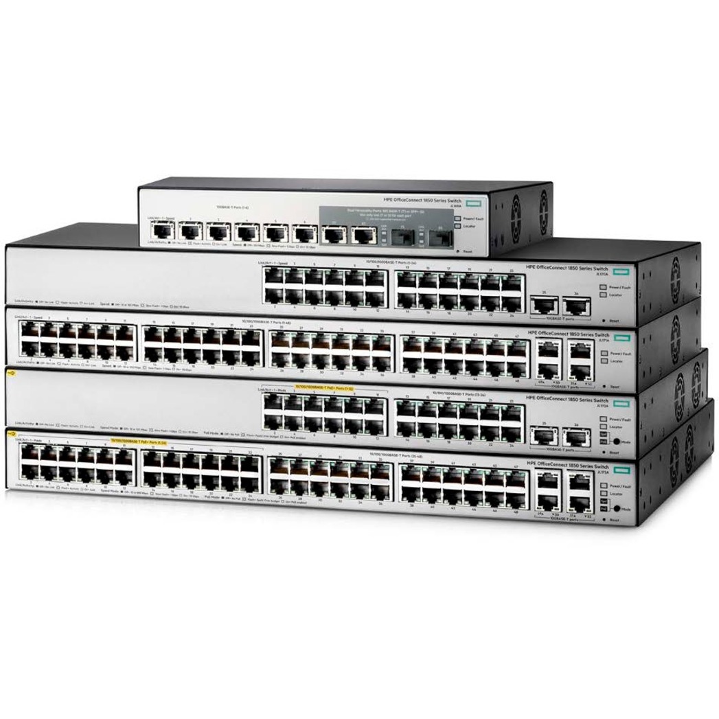 HPE OfficeConnect 1850 24G 2XGT PoE+ 185W Switch - 26 Ports - Manageable - 2 Layer Supported - Twisted Pair - 1U - Rack-mountable, Wall Mountable, Under Table, Desktop