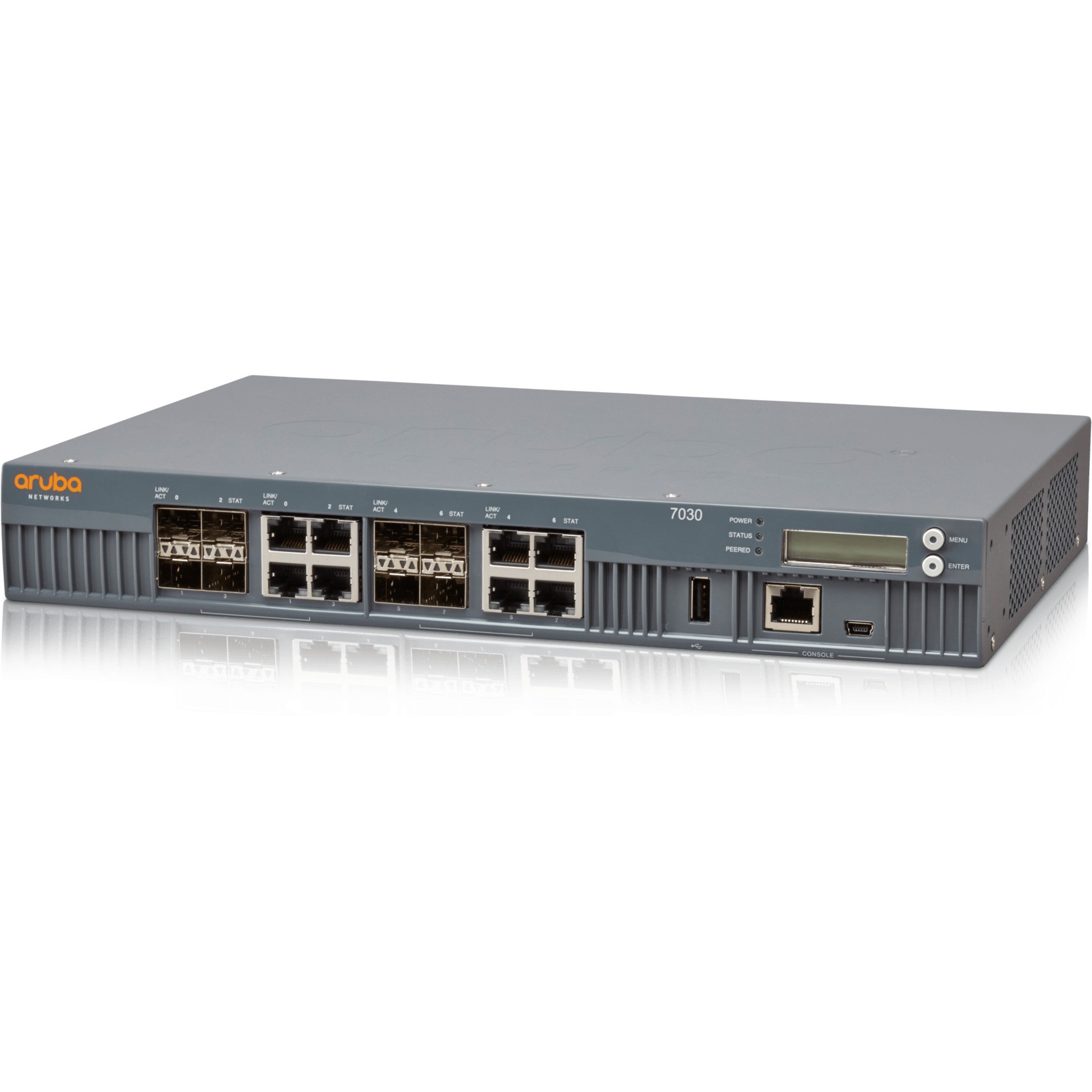 HPE 7030 Wireless LAN Controller - 8 x Network (RJ-45) - Gigabit Ethernet - Rack-mountable - left view