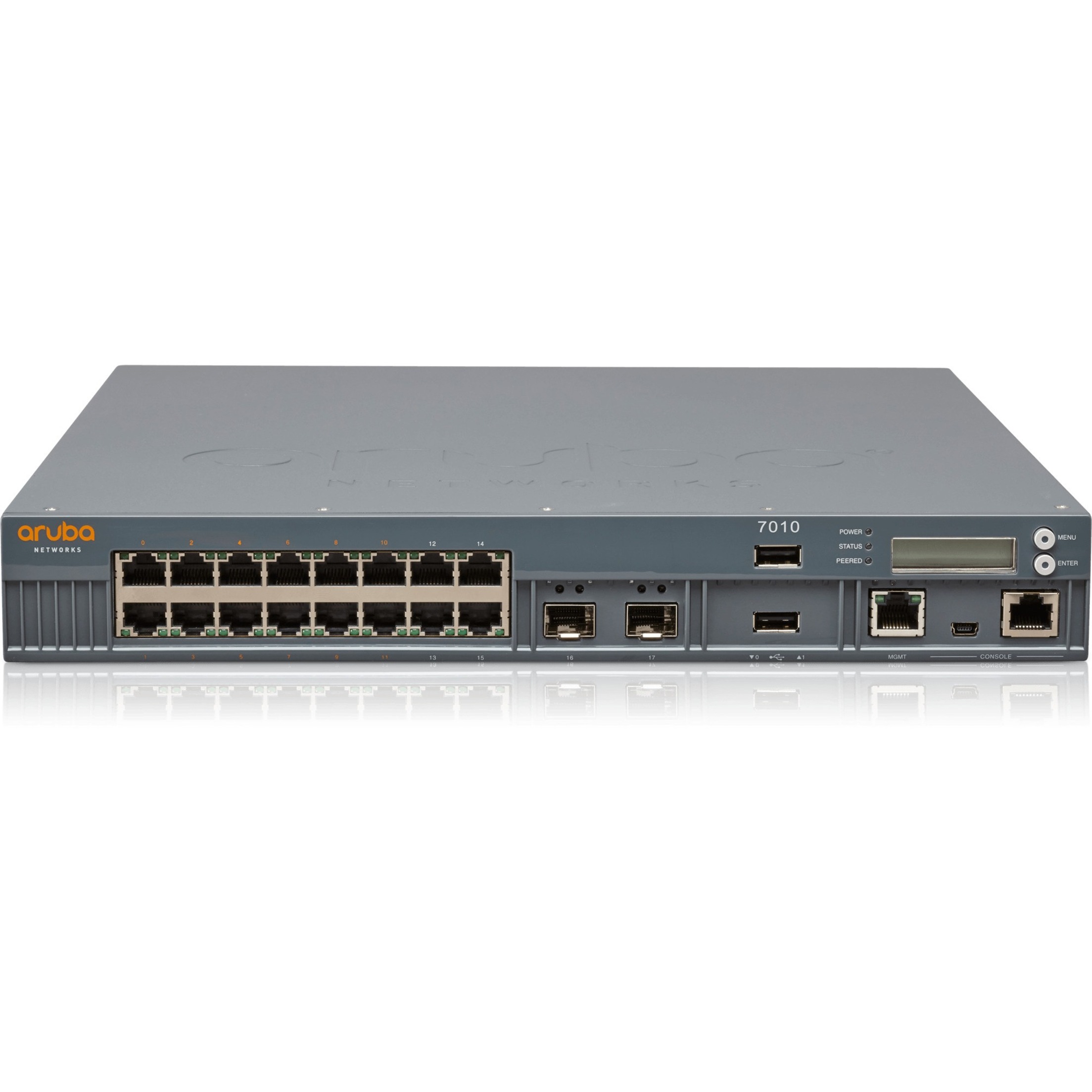 HPE 7010 Wireless LAN Controller - 16 x Network (RJ-45) - Gigabit Ethernet - PoE Ports - Rack-mountable - front view