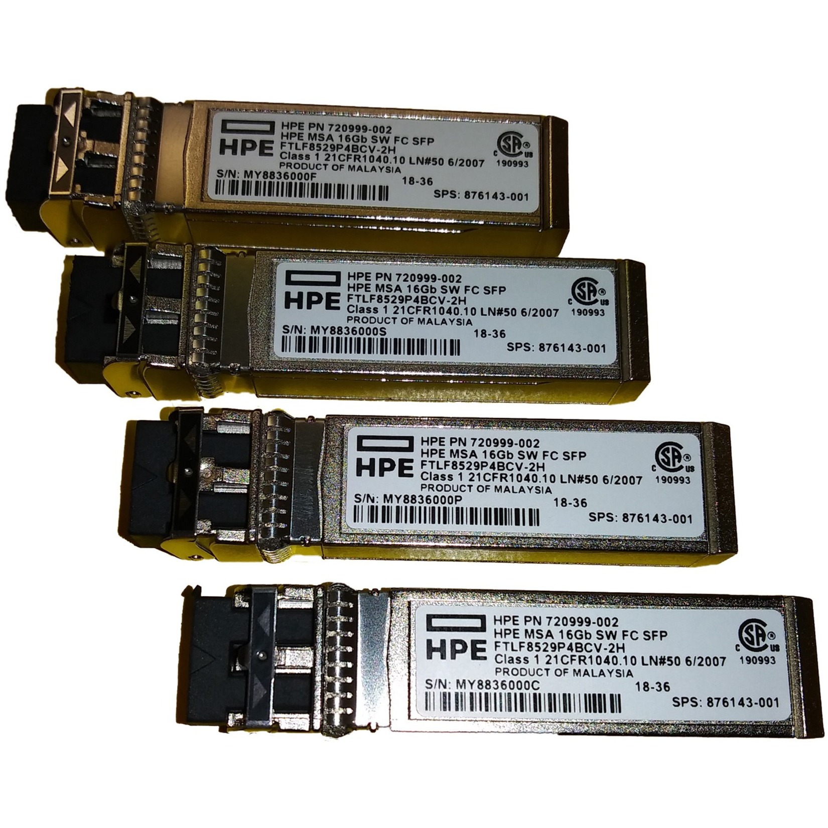 HPE MSA 16Gb Short Wave Fibre Channel SFP+ 4-pack Transceiver - For Optical Network, Data Networking - 1 x Fiber Channel Network - Optical Fiber16 Gigabit Ethernet - Fiber Channel - 4