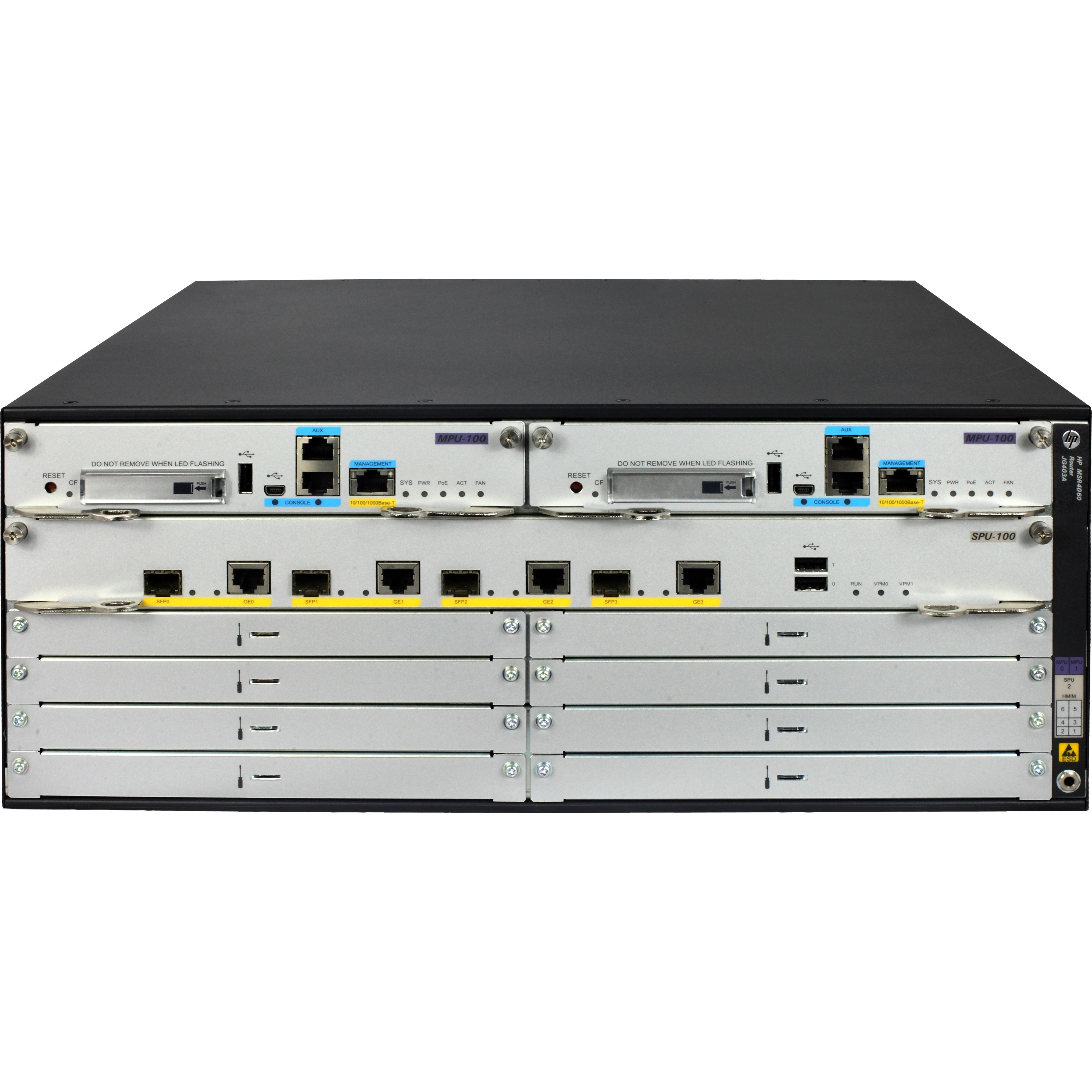 HPE MSR4060 Router Chassis - Refurbished - 9 - 4U - Rack-mountable, Desktop