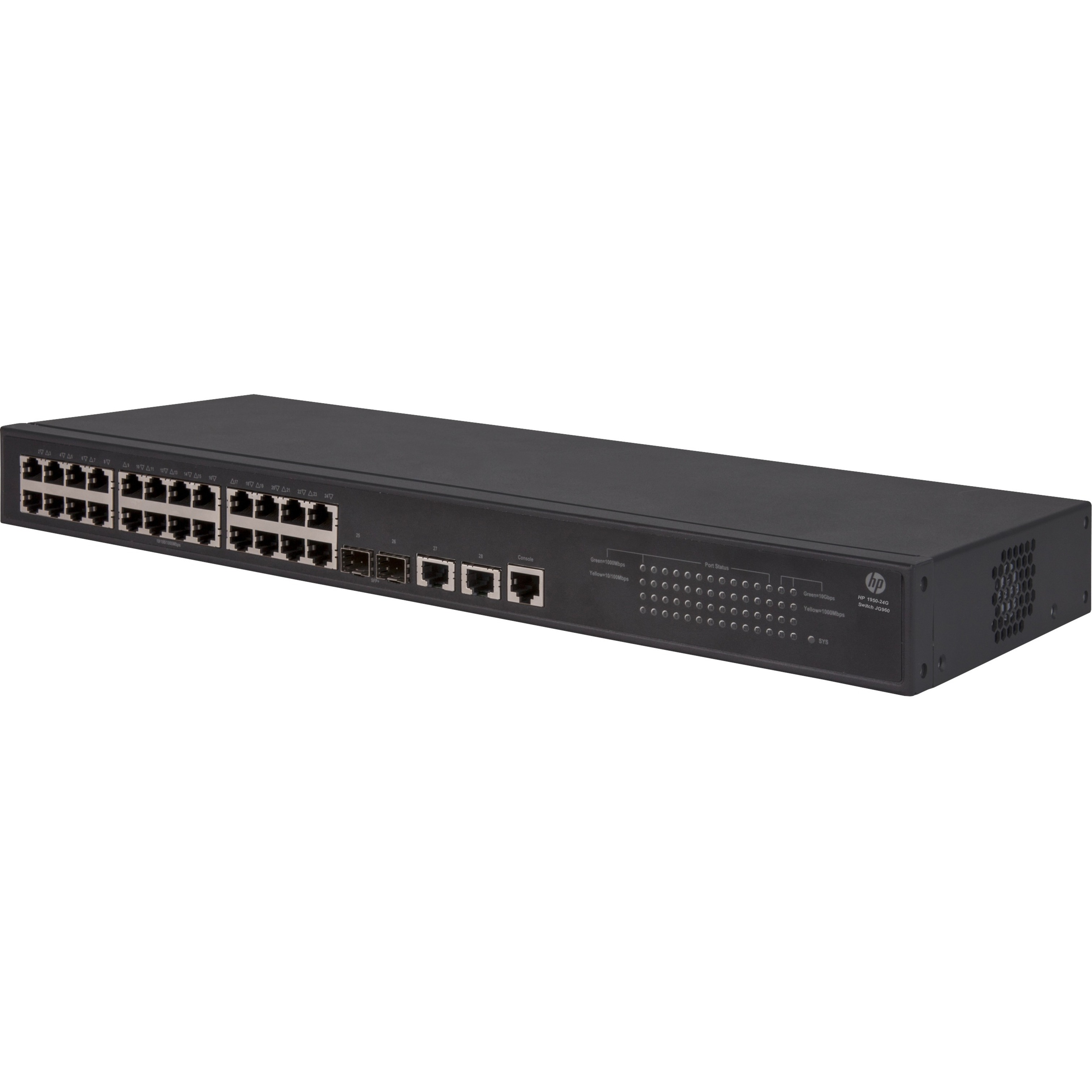 HPE 1950-24G-2SFP+-2XGT Switch - 26 Ports - Manageable - Gigabit Ethernet, 10 Gigabit Ethernet - 10/100Base-TX, 10/100/1000Base-T, 10GBase-T, 10GBase-X - Refurbished - 3 Layer Supported - Modular - Twisted Pair, Optical Fiber - 1U - Rack-mountable