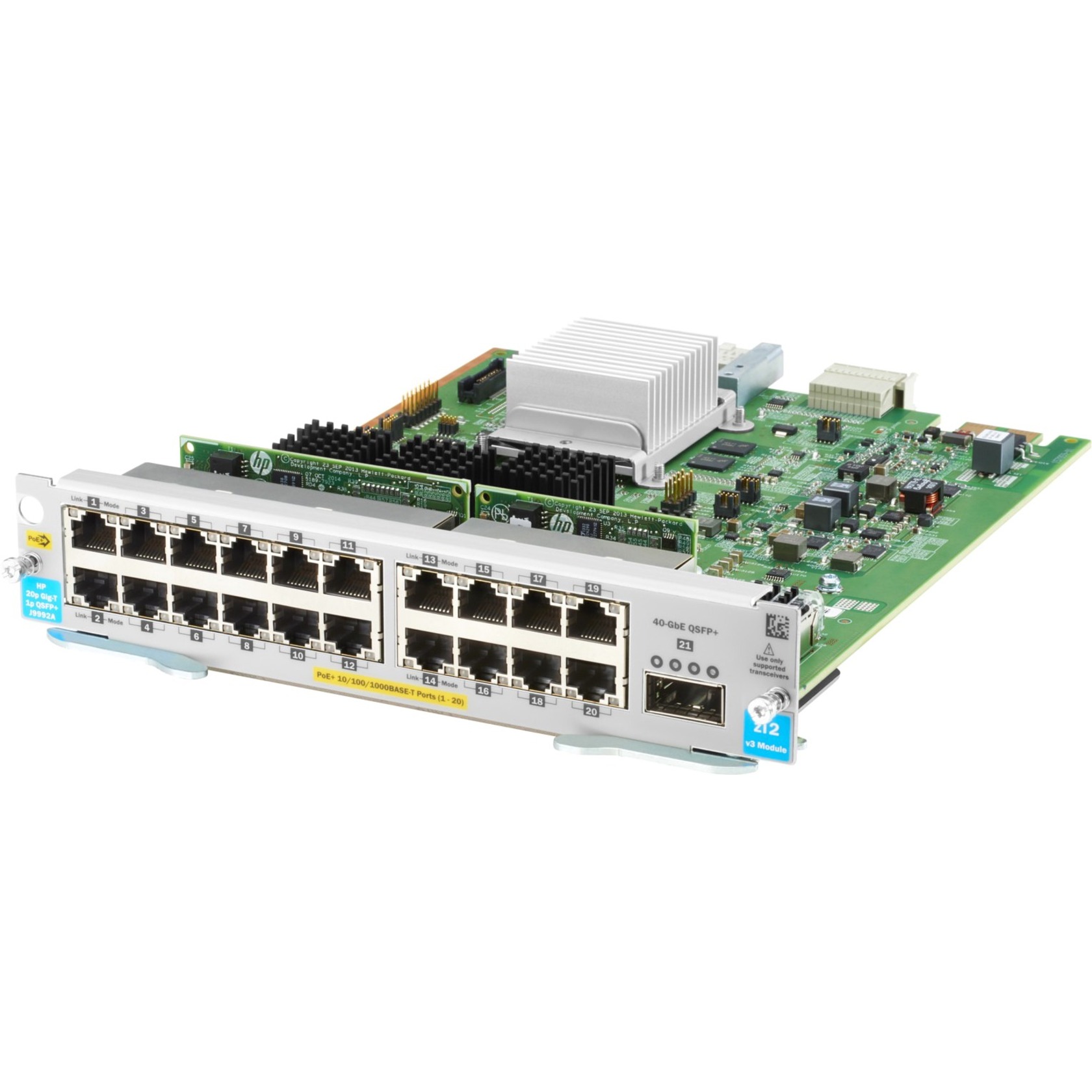 HPE 20-port 10/100/1000BASE-T PoE+ MACsec / 1-port 40GbE QSFP+ v3 zl2 Module - For Data Networking, Optical Network - 20 x RJ-45 1000Base-T LAN - Twisted Pair, Optical FiberGigabit Ethernet, 40 Gigabit Ethernet - 1000Base-T, 40GBase-X - 40 Gbit/s - 1 x Expansion Slots - QSFP+ - 1