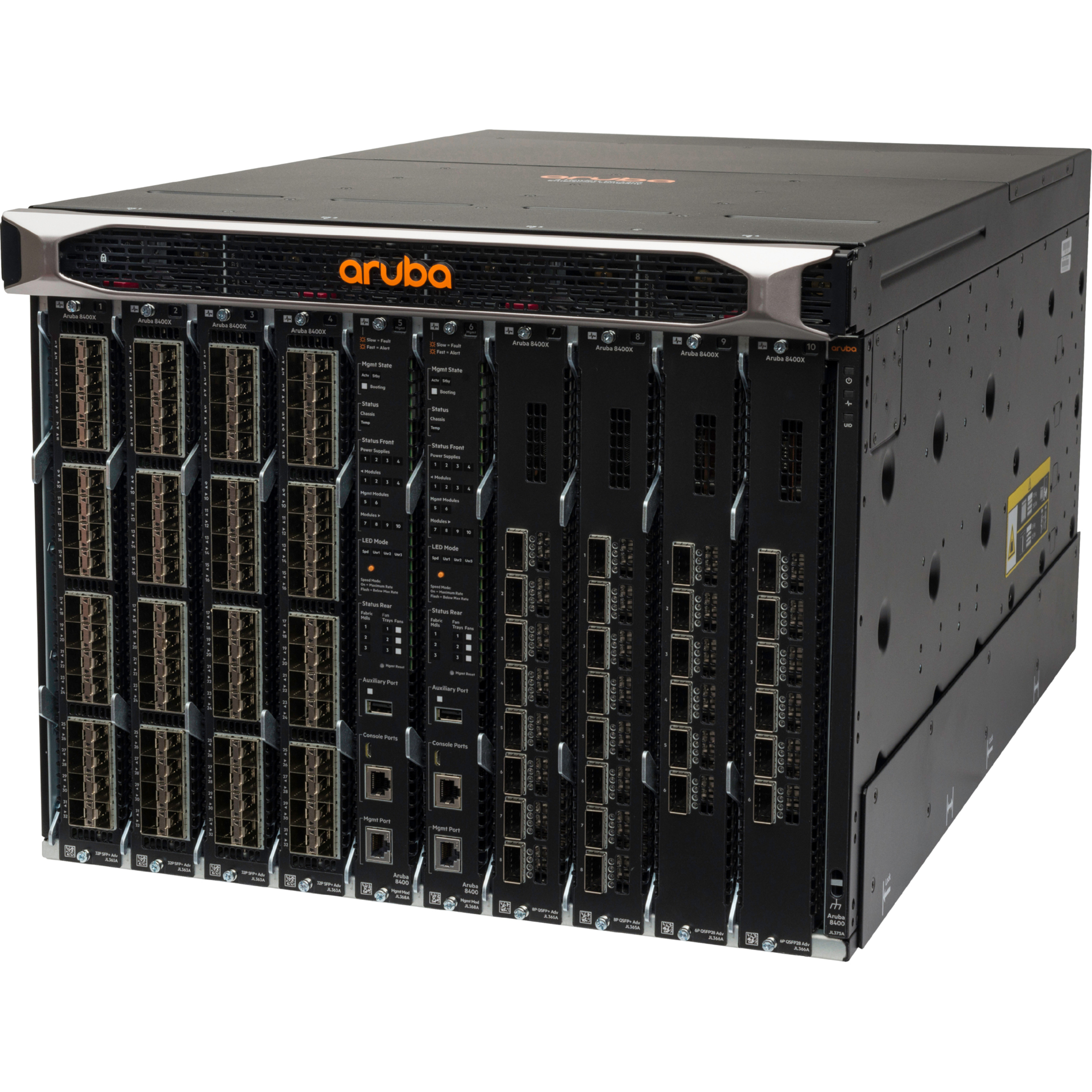 HPE 8400 8-slot Chassis - Manageable - 3 Layer Supported - Modular - Optical Fiber - 8U - Rack-mountable, Rail-mountable, Sur