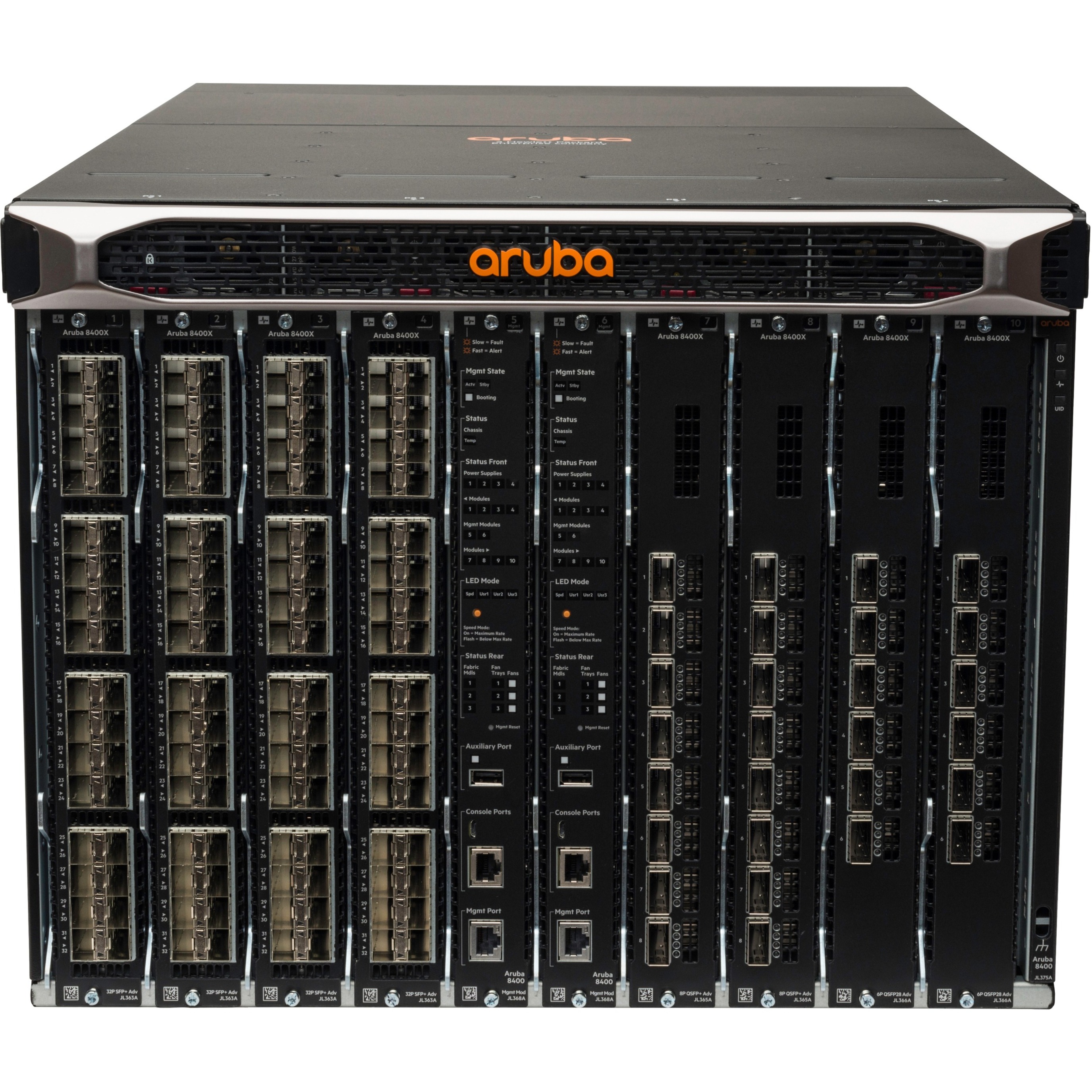 HPE 8400 8-slot Chassis - Manageable - 3 Layer Supported - Modular - Optical Fiber - 8U - Rack-mountable, Rail-mountable, Surface Mount - 1 Year Limited Warranty