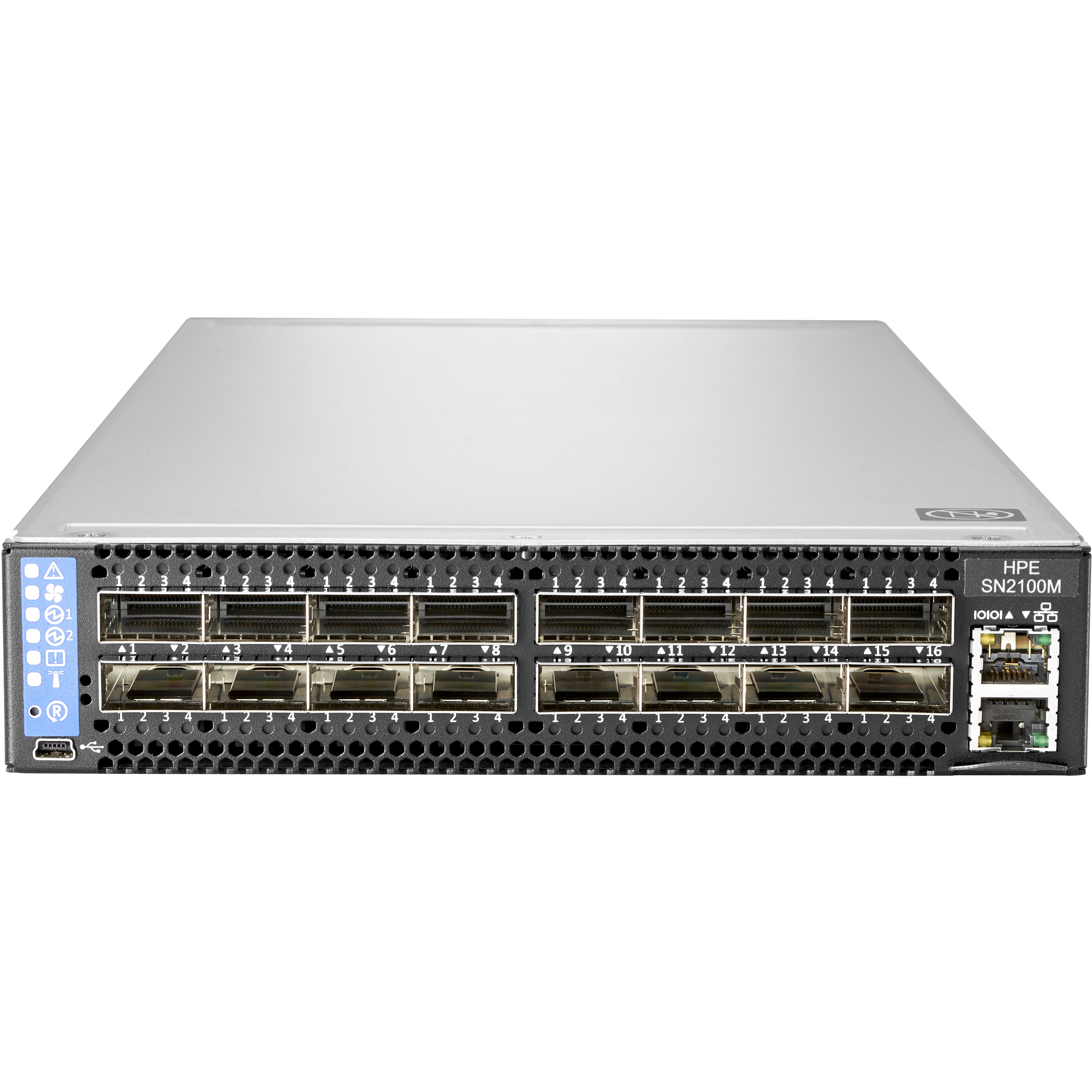 HPE SN2100M 100GbE 16QSFP28 Switch - Manageable - 3 Layer Supported - Modular - Optical Fiber - 1U - Rack-mountable - view 1