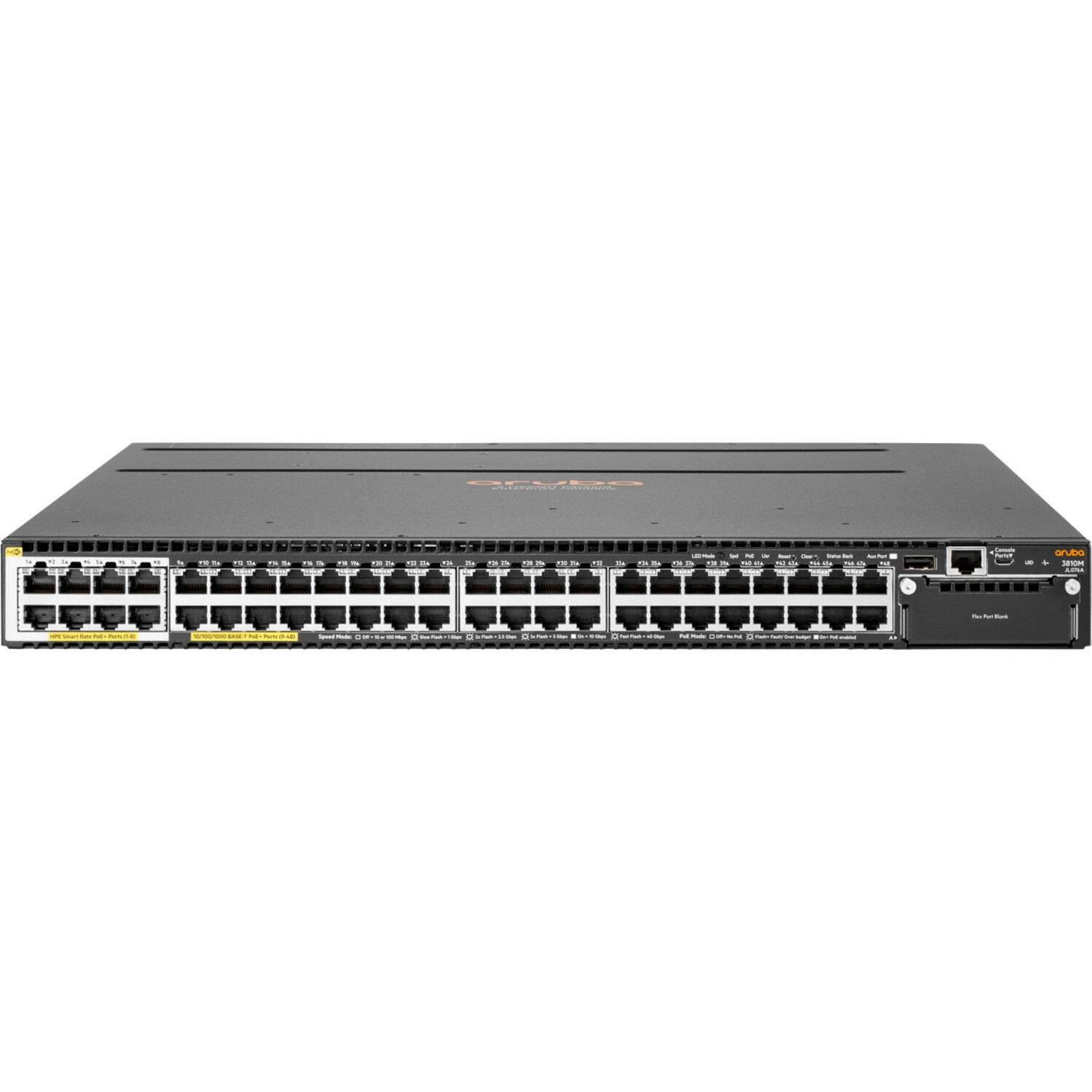 HPE 3810M 40G 8 HPE Smart Rate PoE+ 1-slot Switch - 48 Ports - Manageable - Gigabit Ethernet - 10/100/1000Base-T - Refurbishe