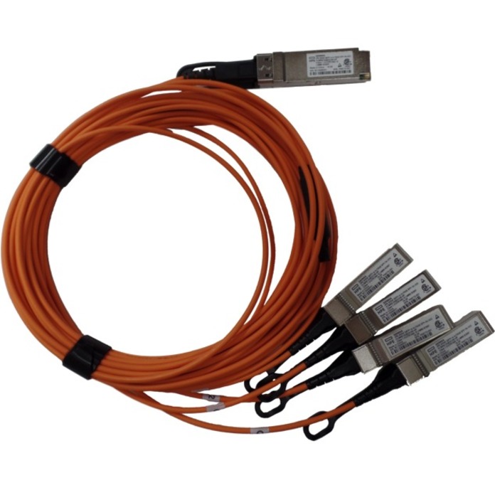 HPE 40GbE QSFP+ to 4x10GbE SFP+ 5m Active Optical Cable - 16.40 ft Fiber Optic Network Cable for Network Device - First End: 1 x QSFP+ Network - Second End: 4 x SFP+ Network - 40 Gbit/s