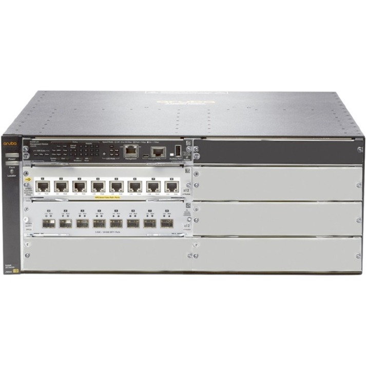 HPE 5406R 8-port 1/2.5/5/10GBASE-T PoE+/ 8-port SFP+ (No PSU) v3 zl2 Switch - 8 Ports - Manageable - 10 Gigabit Ethernet - 10GBase-T, 10GBase-X - 3 Layer Supported - Modular - Twisted Pair, Optical Fiber - 4U - Rack-mountable - Lifetime Limited Warranty
