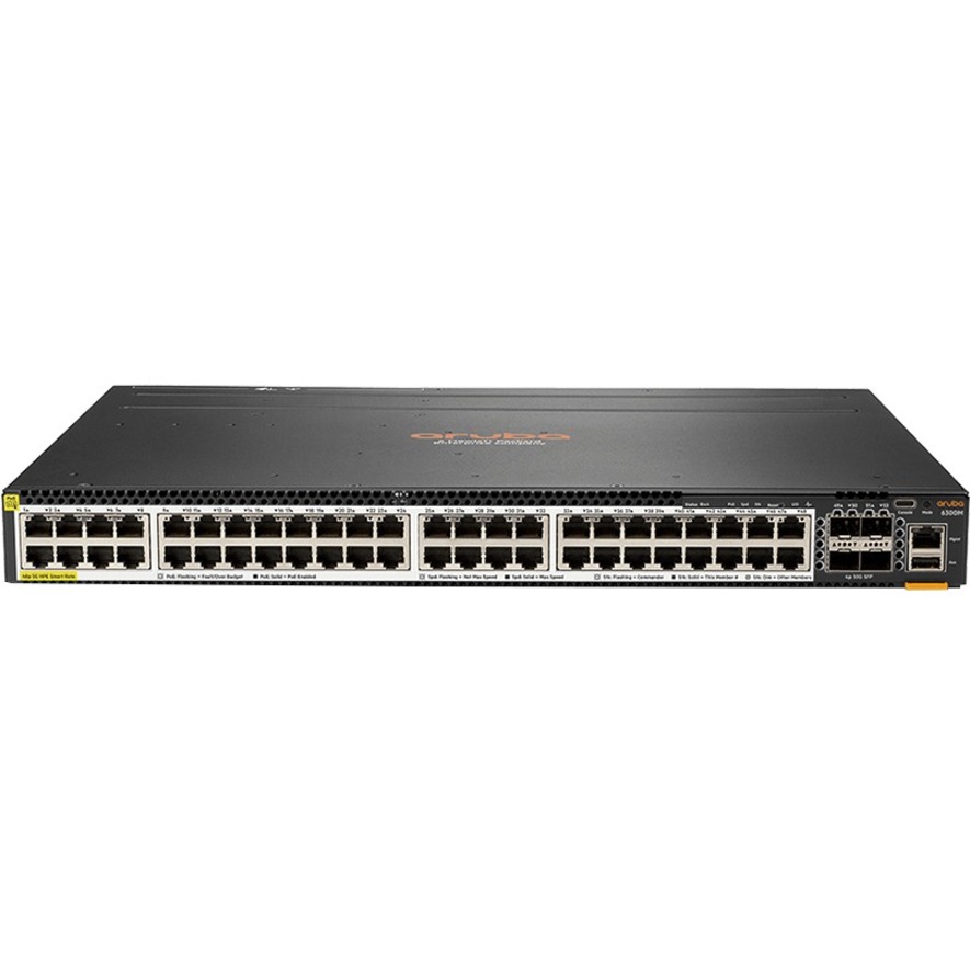 HPE 6300M Ethernet Switch - 48 Ports - Manageable - 3 Layer Supported - Modular - 4 SFP Slots - Twisted Pair, Optical Fiber - 1U - Rack-mountable - Lifetime Limited Warranty