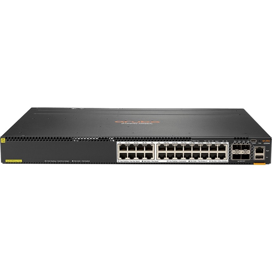 HPE 6300M Ethernet Switch - 24 Ports - Manageable - 3 Layer Supported - Modular - 4 SFP Slots - Twisted Pair, Optical Fiber - 1U - Rack-mountable - Lifetime Limited Warranty