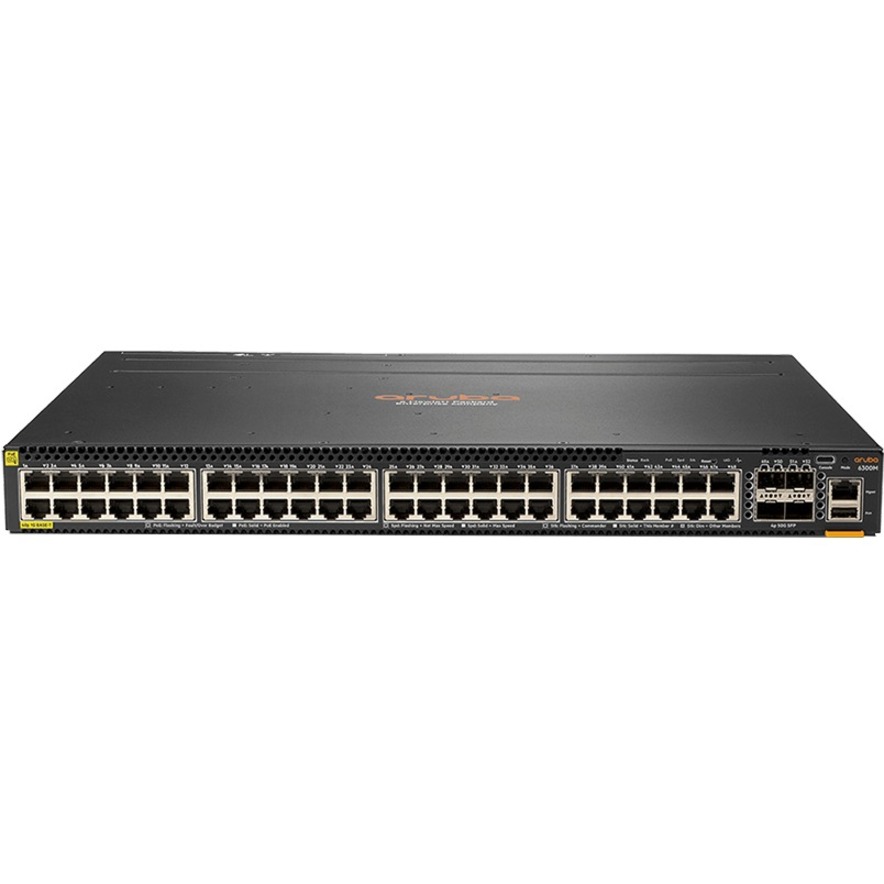 HPE 6300M 48-port 1GbE Class 4 PoE and 4-port SFP56 Switch - 48 Ports - Manageable - 3 Layer Supported - Modular - 4 SFP Slots - Twisted Pair, Optical Fiber - 1U - Rack-mountable - Lifetime Limited Warranty