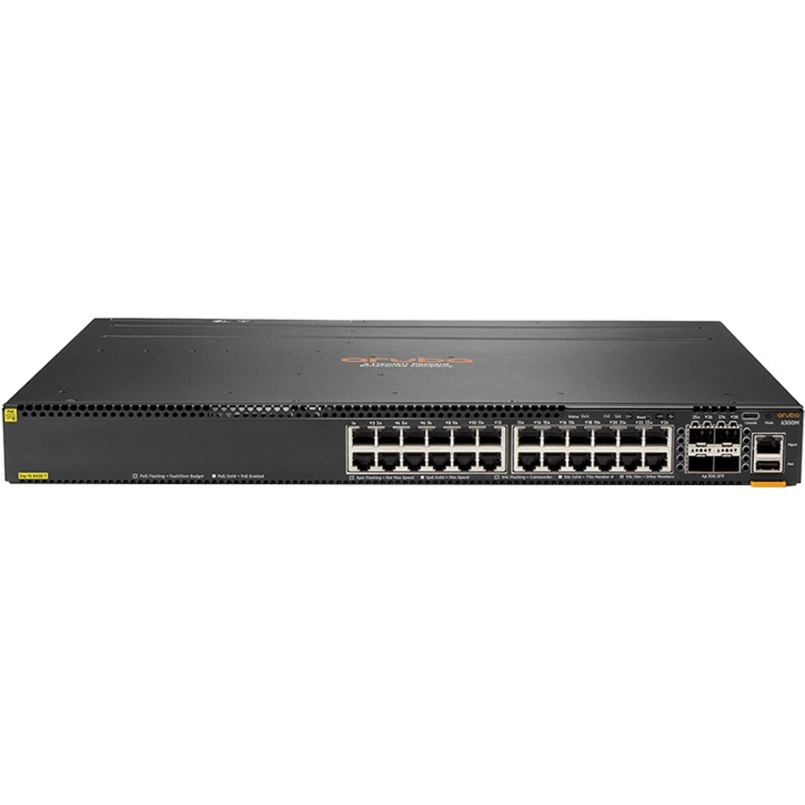 HPE 6300M 24-port 1GbE Class 4 PoE and 4-port SFP56 Switch - 24 Ports - Manageable - 3 Layer Supported - Modular - 4 SFP Slots - Twisted Pair, Optical Fiber - 1U - Rack-mountable - Lifetime Limited Warranty