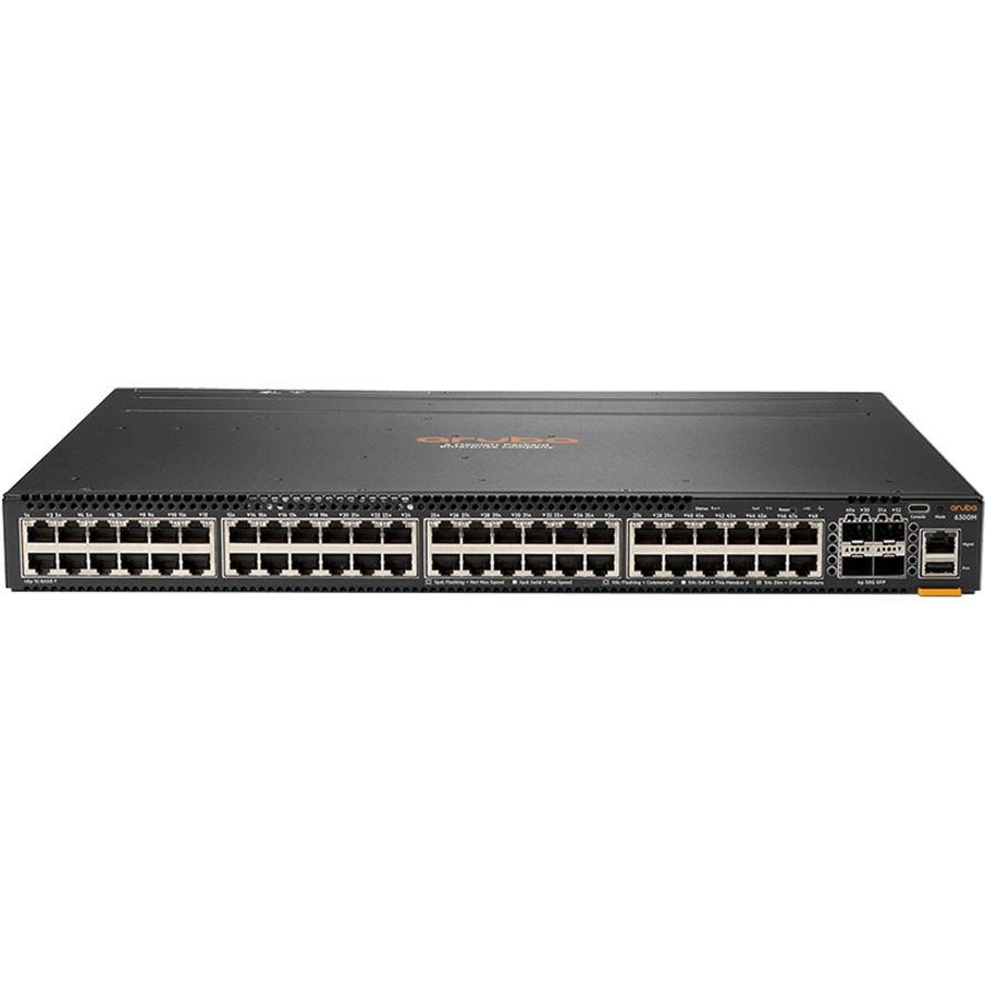 HPE 6300M 48-port 1GbE and 4-port SFP56 Switch - 48 Ports - Manageable - 3 Layer Supported - Modular - 4 SFP Slots - 75 W Power Consumption - Twisted Pair, Optical Fiber - 1U - Rack-mountable - Lifetime Limited Warranty