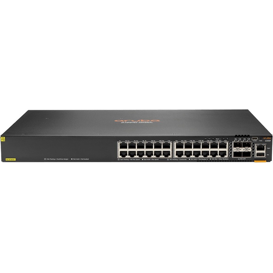HPE 6300F 24-port 1GbE Class 4 PoE and 4-port SFP56 Switch - 24 Ports - Manageable - 3 Layer Supported - Modular - 4 SFP Slot