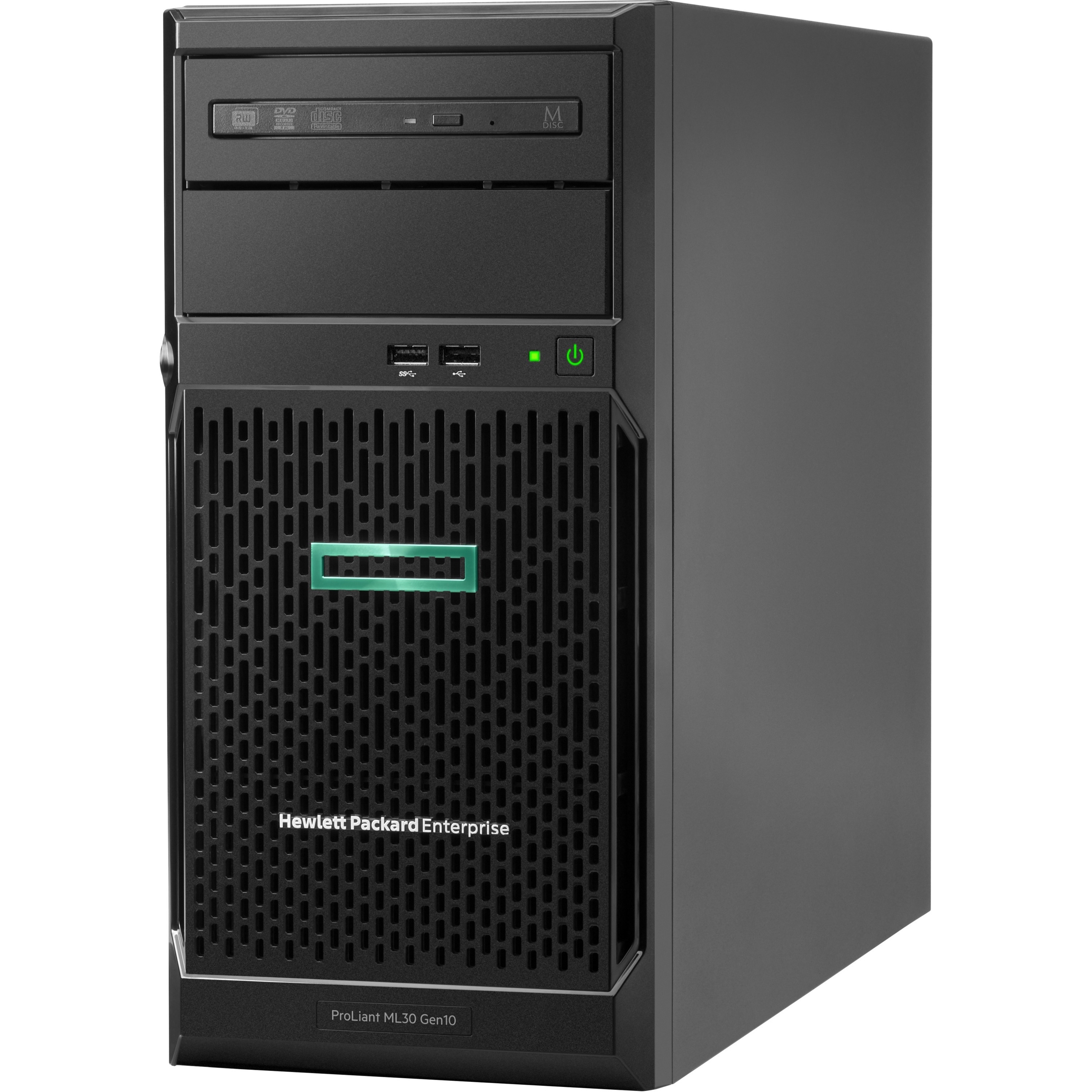 HPE ProLiant ML30 G10 4U Tower Server - 1 Xeon E-2224 3.40 GHz - 16 GB RAM - 1 TB HDD - Serial ATA/600 Controller - 1 Processor Support - 64 GB RAM Support - DDR4 SDRAM Up to 16 MB Graphic Card - Gigabit Ethernet - 5 x Total Bay(s) - 4 x LFF Bay(s) - 1 x 350 W