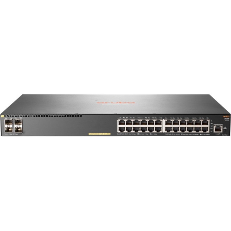 HPE 2930F 24G PoE+ 4SFP Switch - 24 Ports - Manageable - 3 Layer Supported - Modular - 4 SFP Slots - 445 W Power Consumption - Twisted Pair, Optical Fiber - 1U - Rack-mountable - Lifetime Limited Warranty